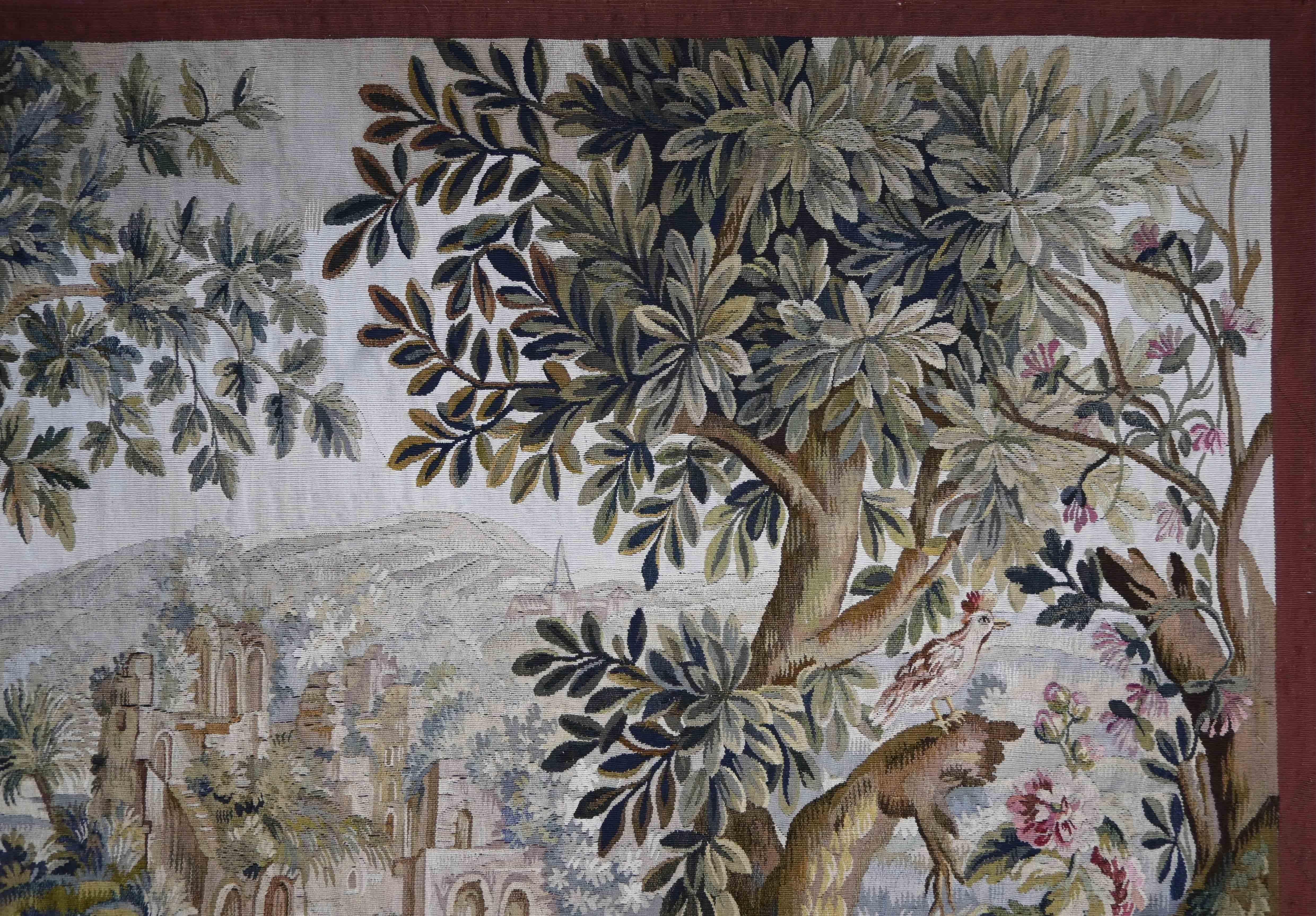 French Provincial French Greenery Tapestry Aubusson manufactury, Circa 1790 L195xh150 - N 1541 For Sale