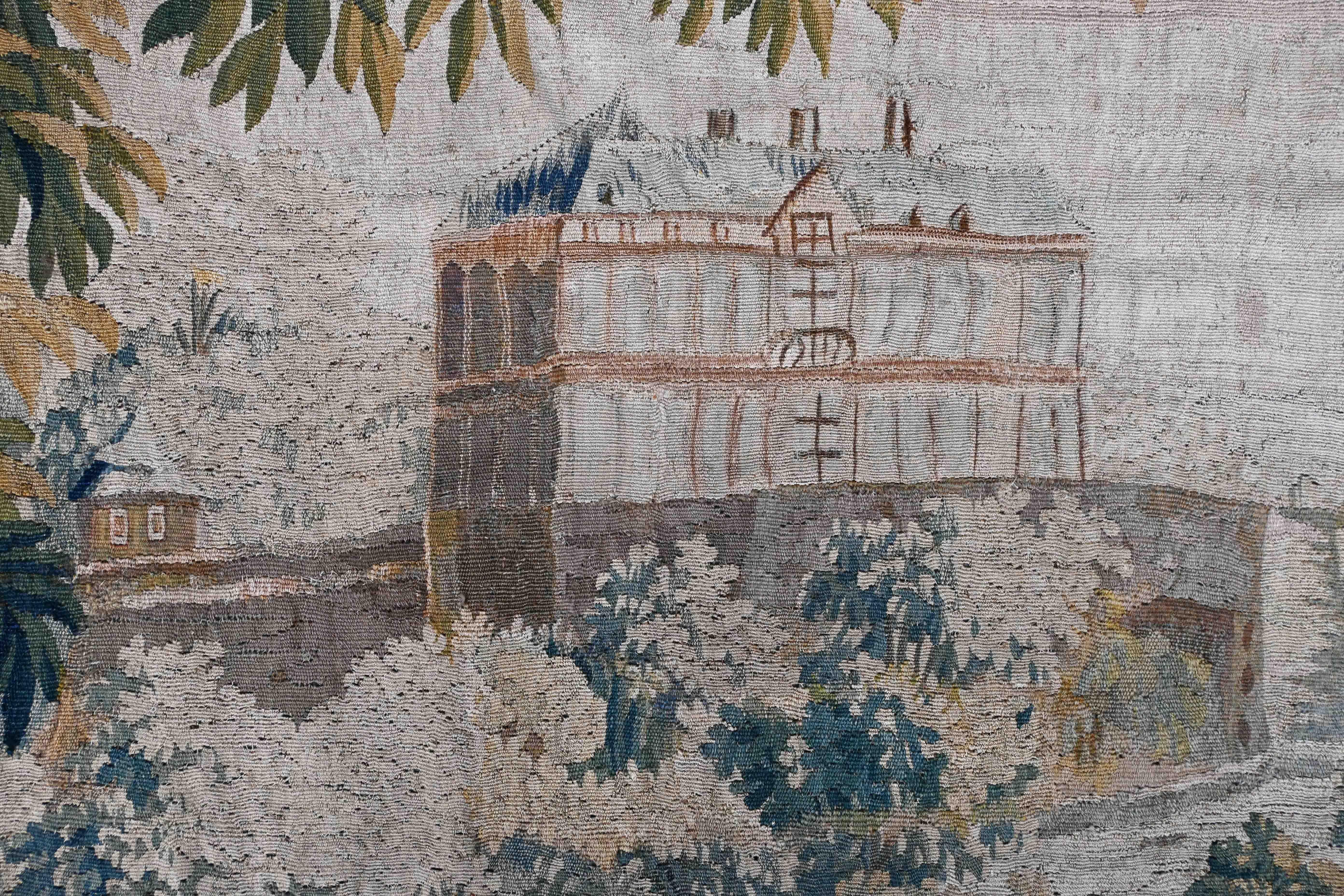 Französischer grüner Wandteppich von AUBUSSON aus dem 18. Jahrhundert - 348Lx216 - N° 1597 im Angebot 2