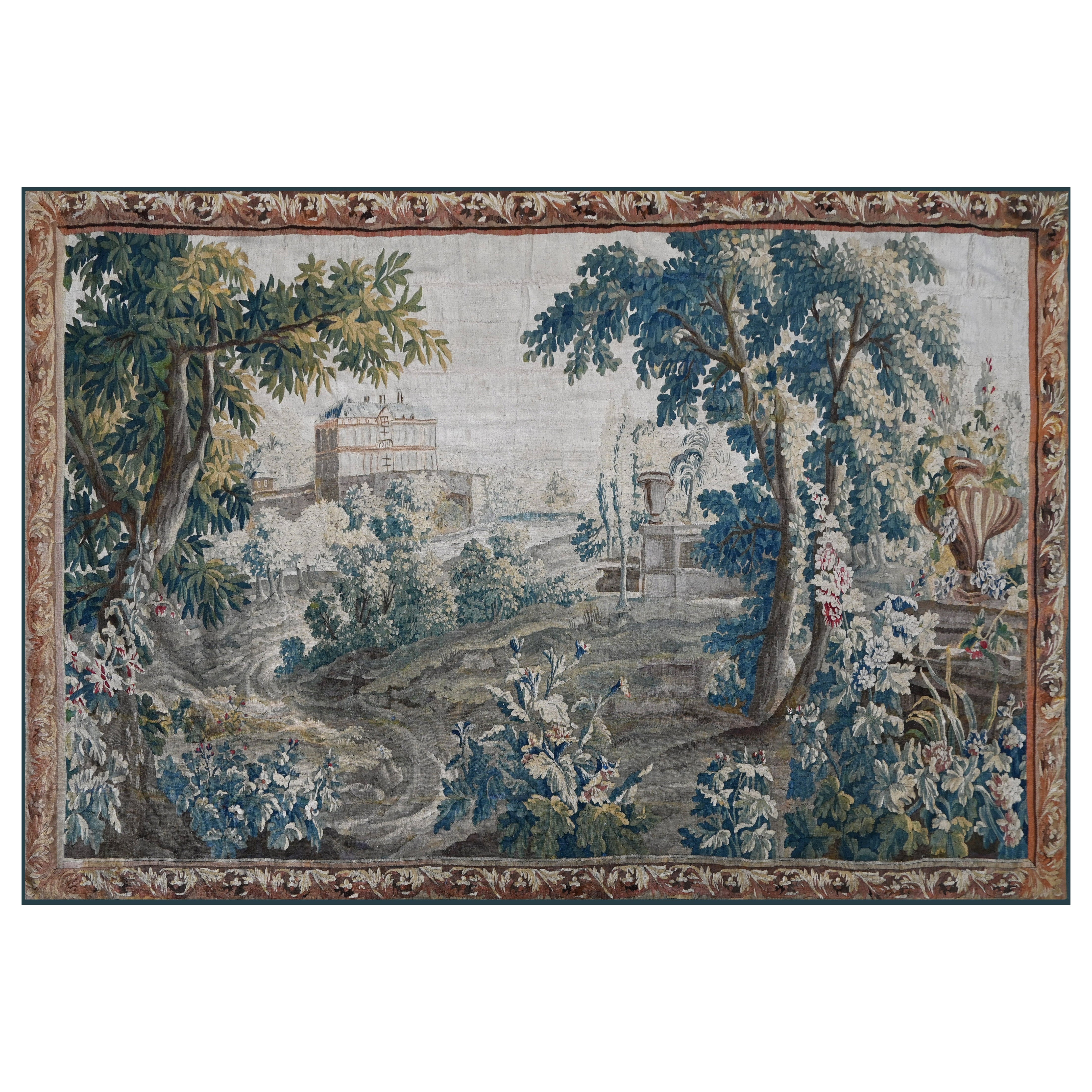 French Greenery Tapestry by AUBUSSON manufactury 18th - 348Lx216 - N° 1597