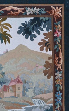 Französischer grüner Wandteppich, Roubert Fours Aubusson-Fabrik, 90lx105h, Nr. 1492