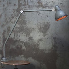 French Grey Blue Vintage Industrial Table Clamp Lamp