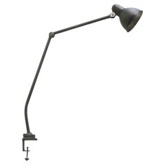 French Grey Blue Vintage Industrial Table Clamp Lamp