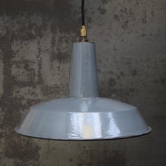 French Grey Enamel Industrial Factory Pendant