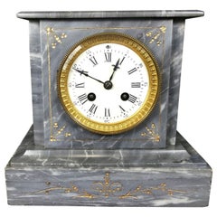 French Grey Marble Mantel Clock