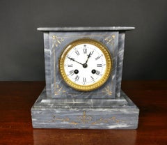 French Grey Marble Mantel Clock