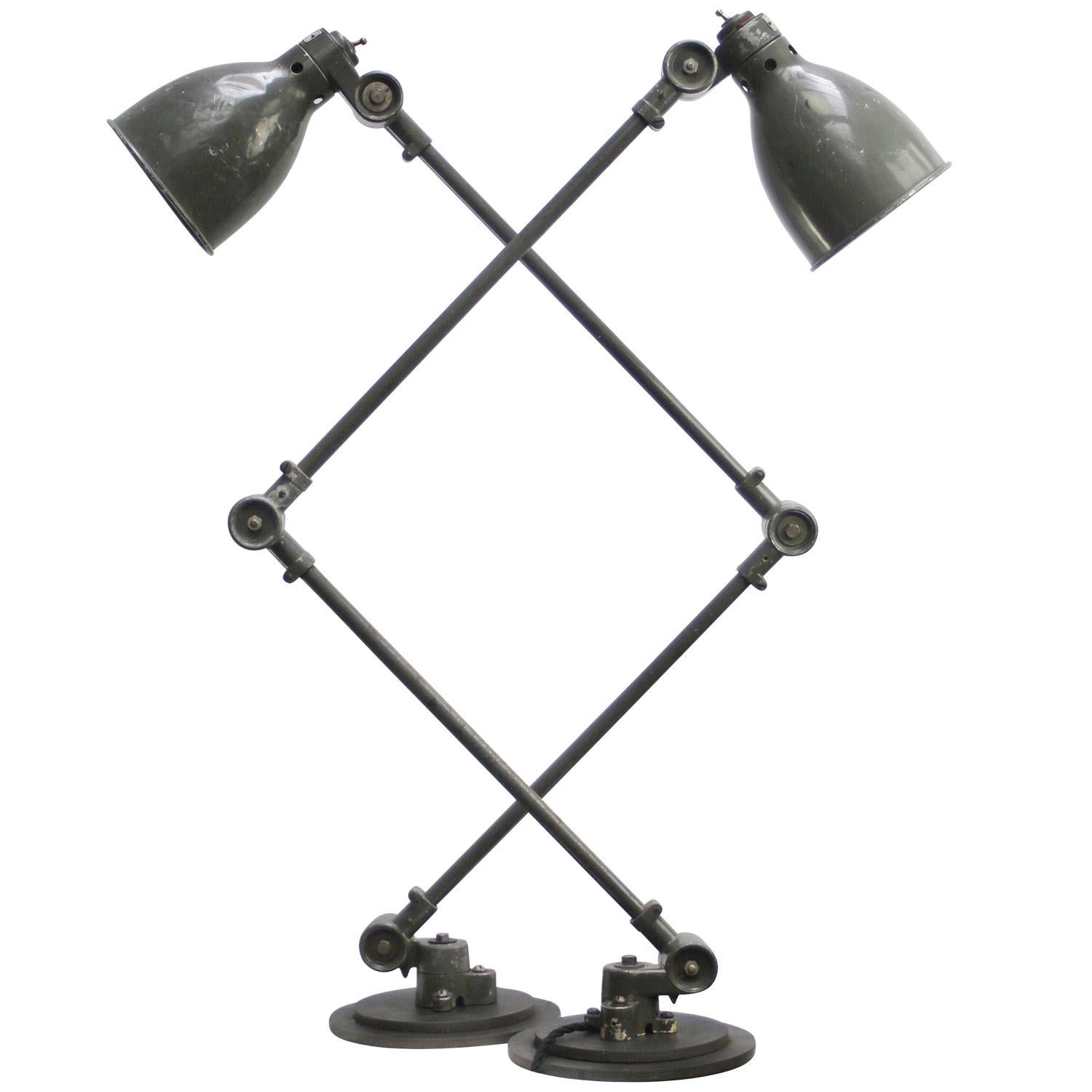 Cast French Grey Metal Machinist Work Light by SANFIL J.L. PARIS.