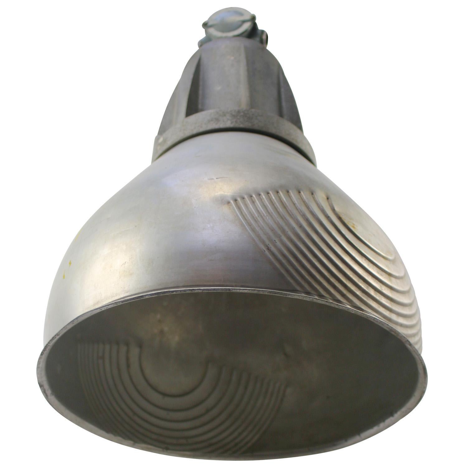 French Grey Metal Vintage Industrial Pendant Lamp by Mazda, France In Good Condition For Sale In Amsterdam, NL
