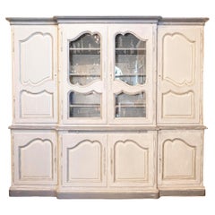 French Grey Painted Louis XV Style Two-Part Bibliothèque Custom-Made in 1978