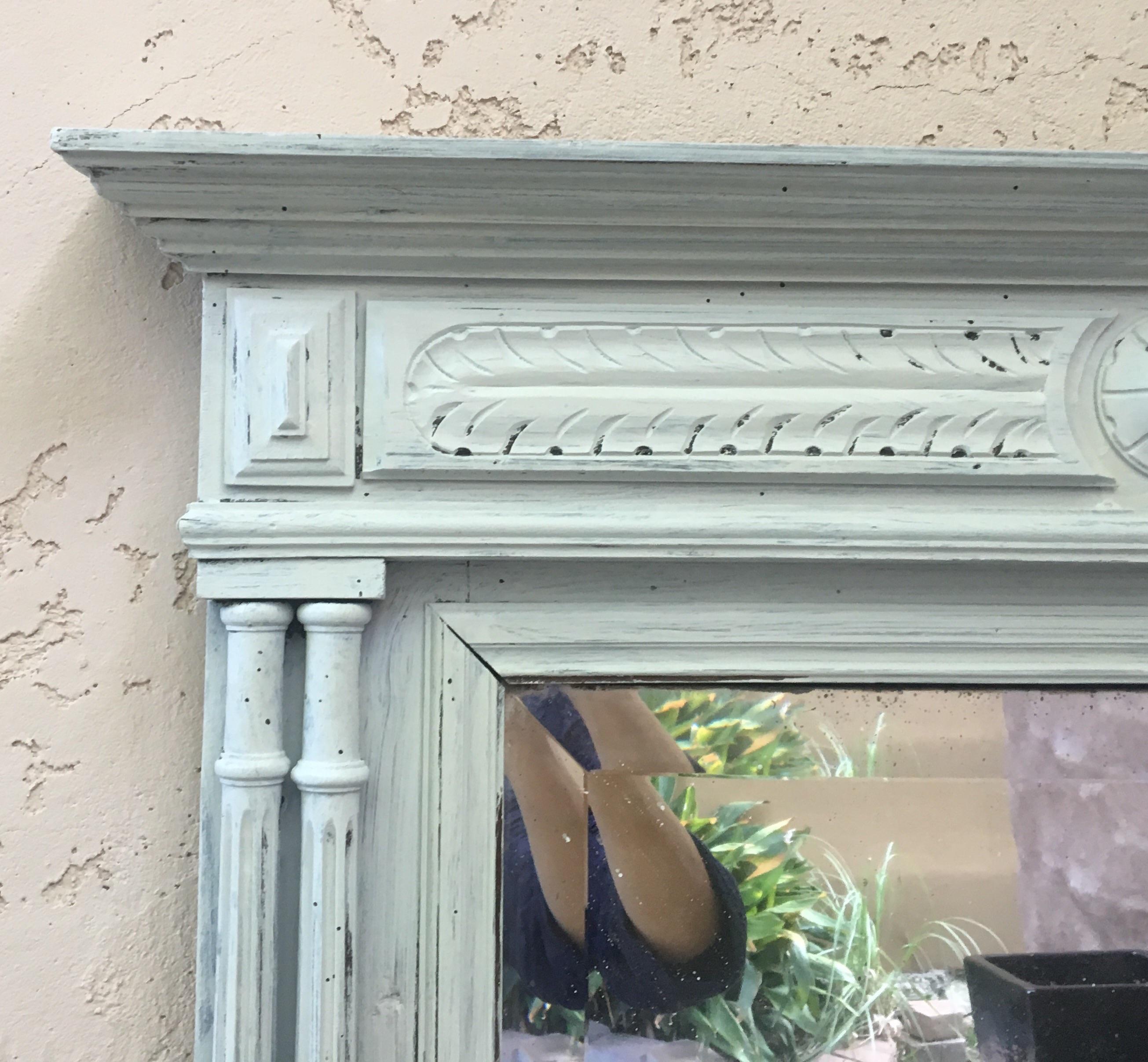 French Provincial French Grey Painted Mantel Mirror, circa 1880 For Sale