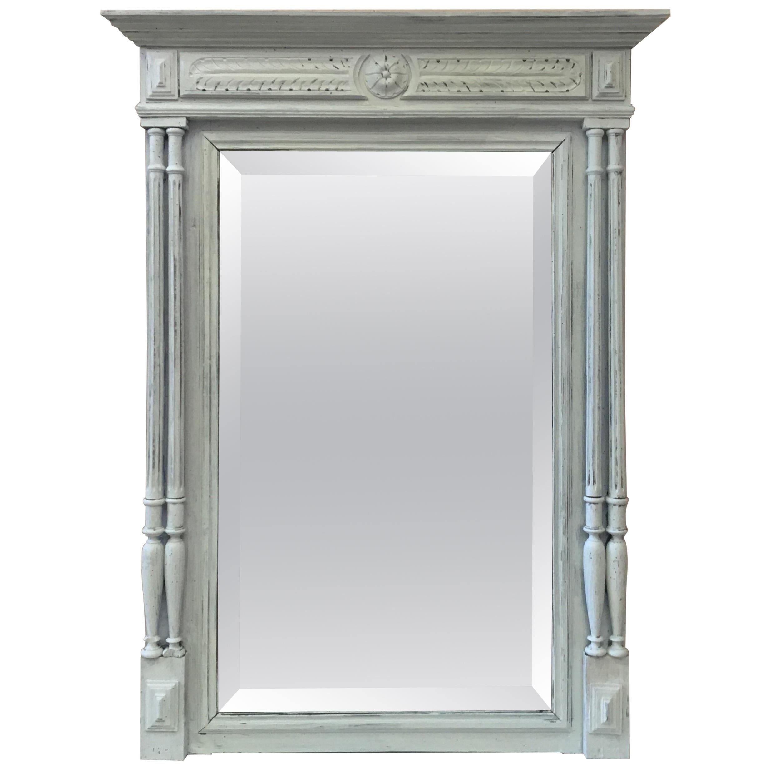 French Grey Painted Mantel Mirror, circa 1880