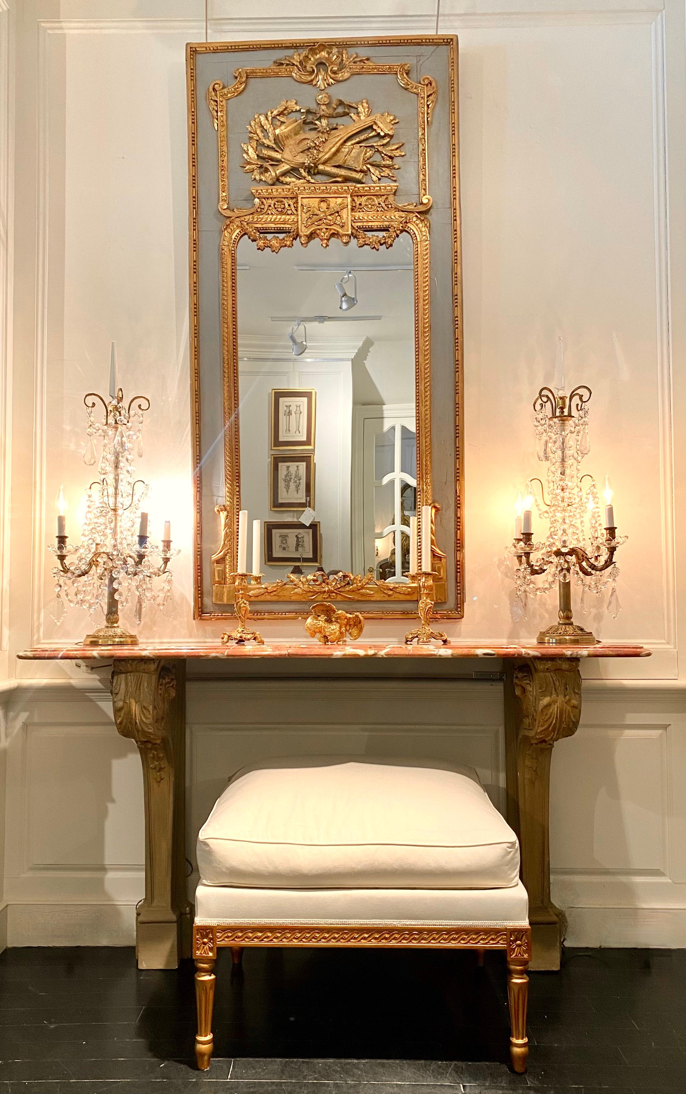 20th Century French Grey-Painted Marble & Stone Console Table, Owned by Lee Radziwill For Sale