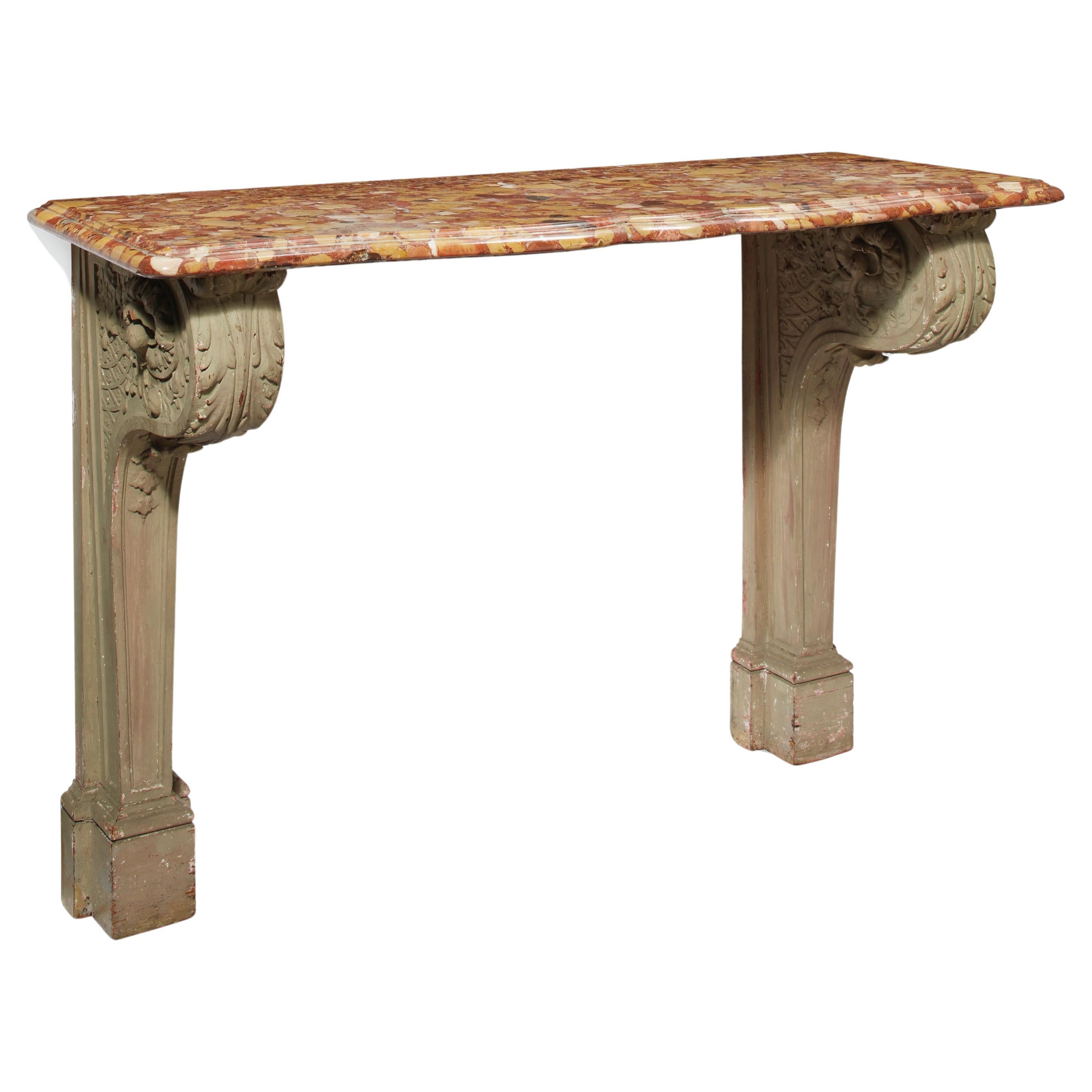 French Grey-Painted Marble & Stone Console Table, Owned by Lee Radziwill For Sale
