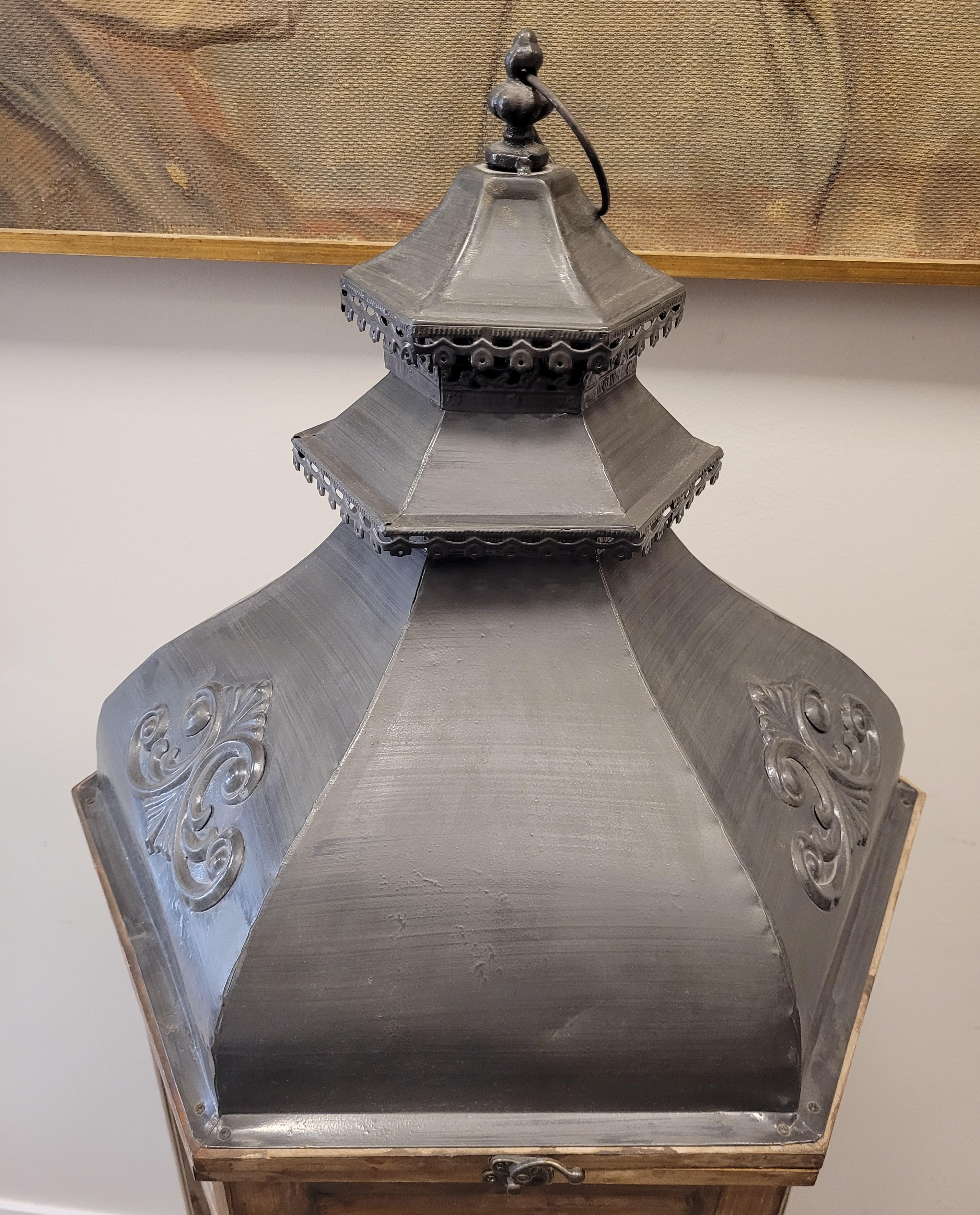 Contemporary French Grey Provencal Great Lantern Photophore For Sale