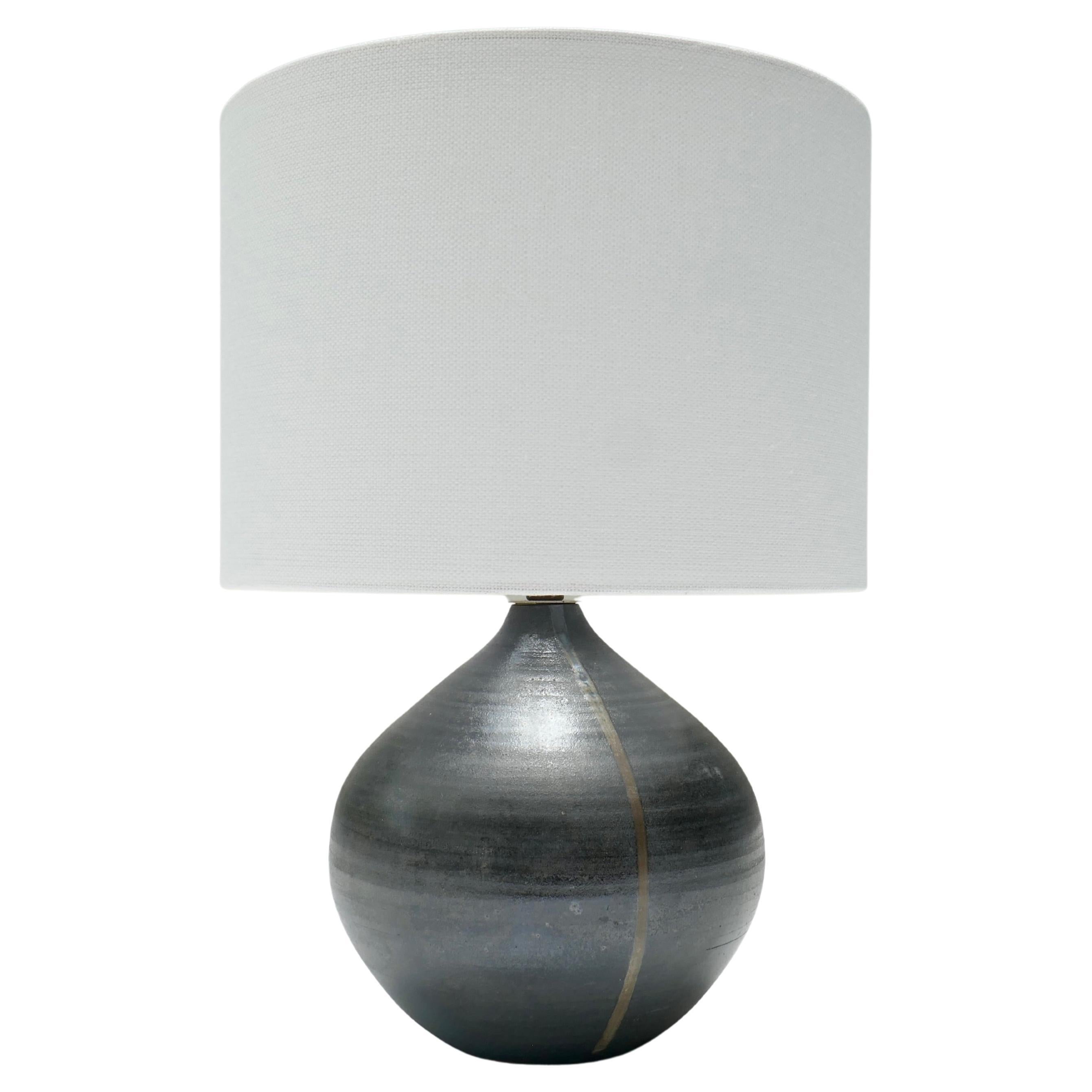 French Grey Stoneware Table Lamp For Sale