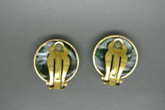 French Gripoix emerald Green Poured Glass Earrings