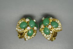 French Gripoix star mint Green Poured Glass Earrings