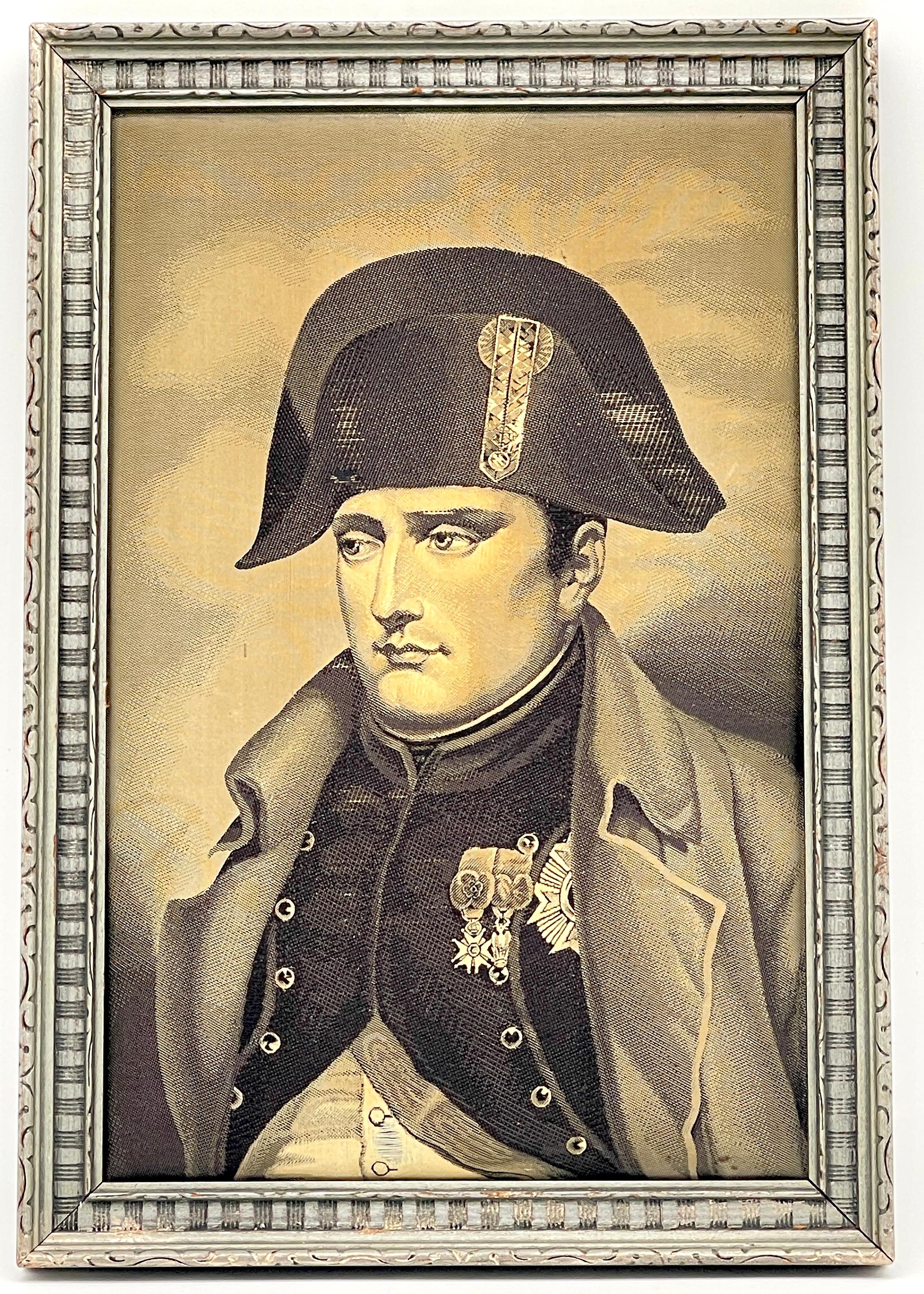 Empire French Grisaille  (Grey) Tapestry Portrait of Napoleon Bicorne Hat & Greatcoat For Sale