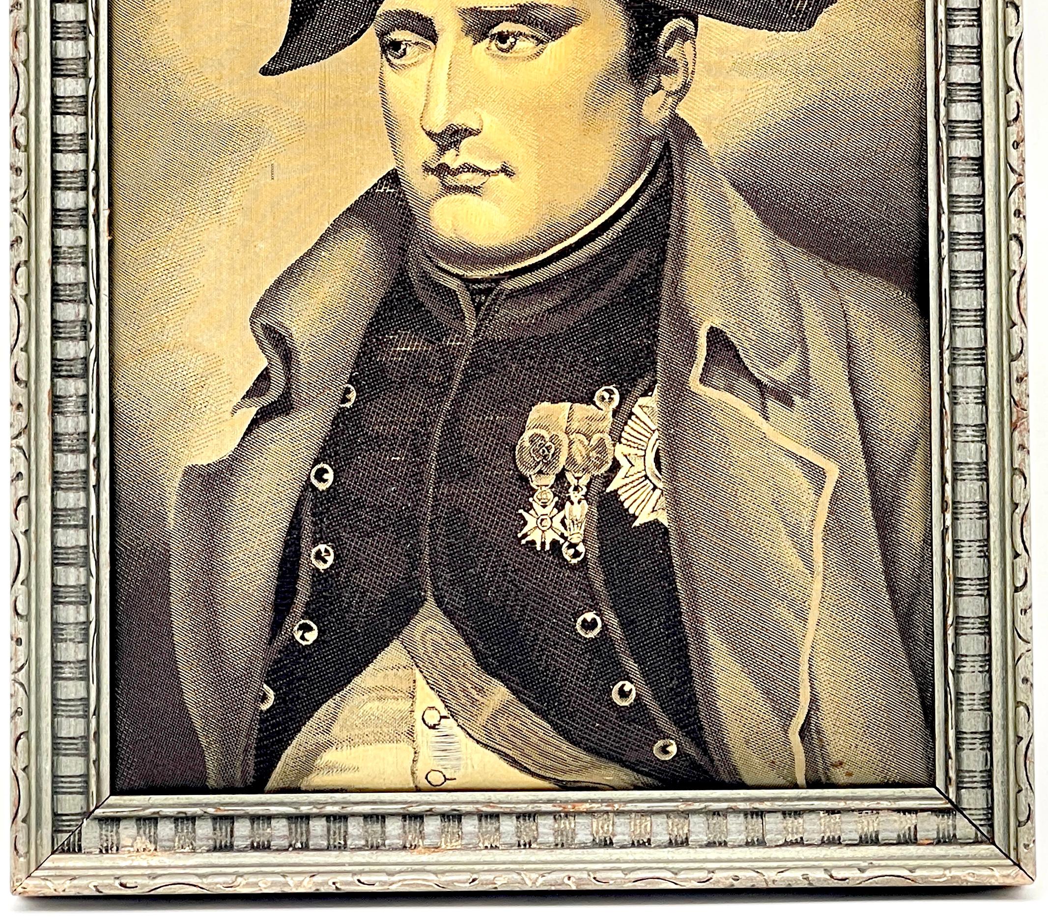 20th Century French Grisaille  (Grey) Tapestry Portrait of Napoleon Bicorne Hat & Greatcoat For Sale
