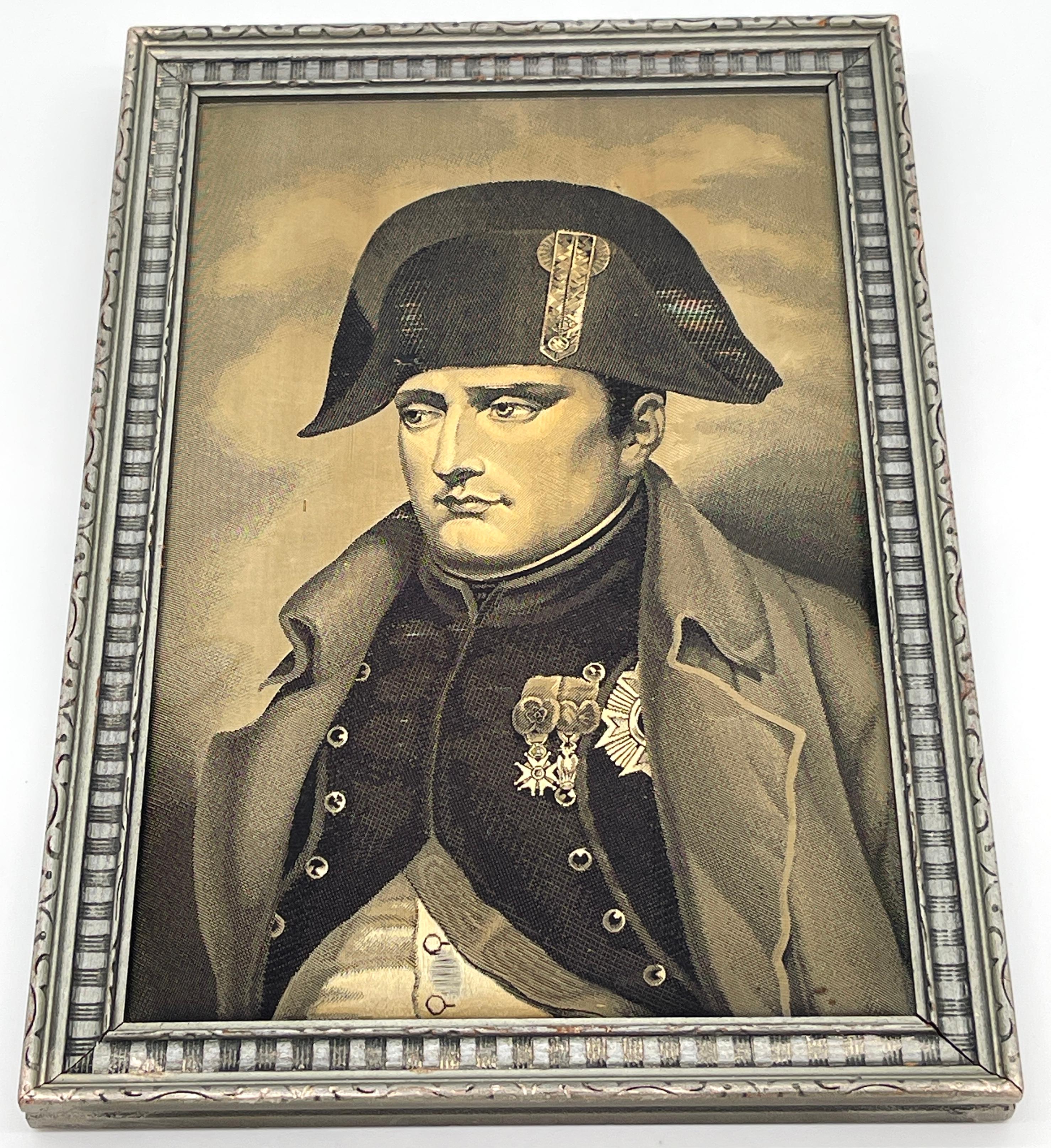 French Grisaille  (Grey) Tapestry Portrait of Napoleon Bicorne Hat & Greatcoat For Sale 2