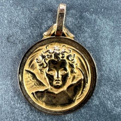 French Grun Raphael’s Cherub 18K Yellow Gold Medal Pendant