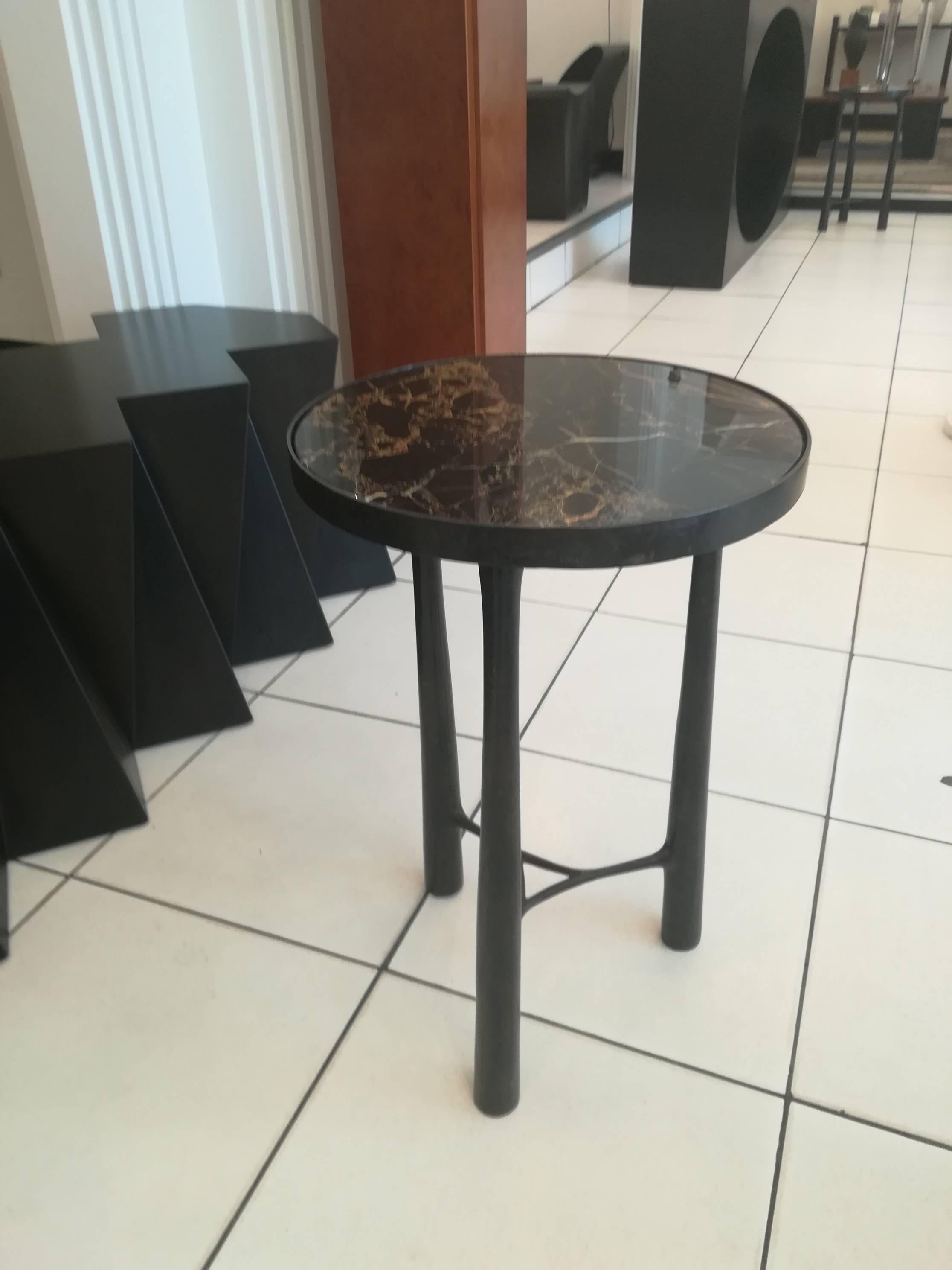 20th Century French Gueridon Bronze and Black Marble For Sale