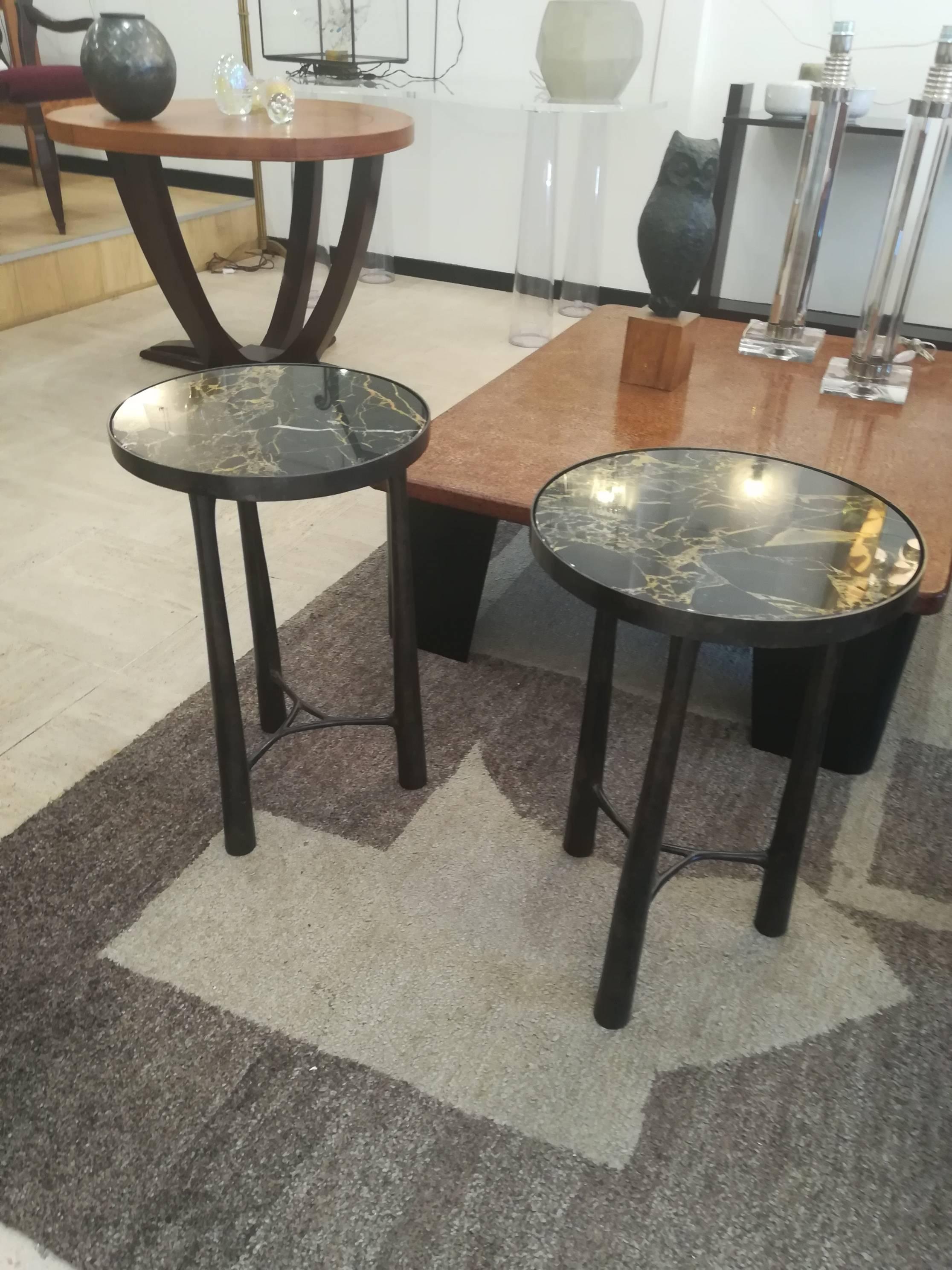 French Gueridon Bronze and Black Marble For Sale 3