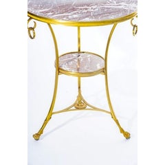 Early 20th Century French Gueridon Bronze and Marble Table