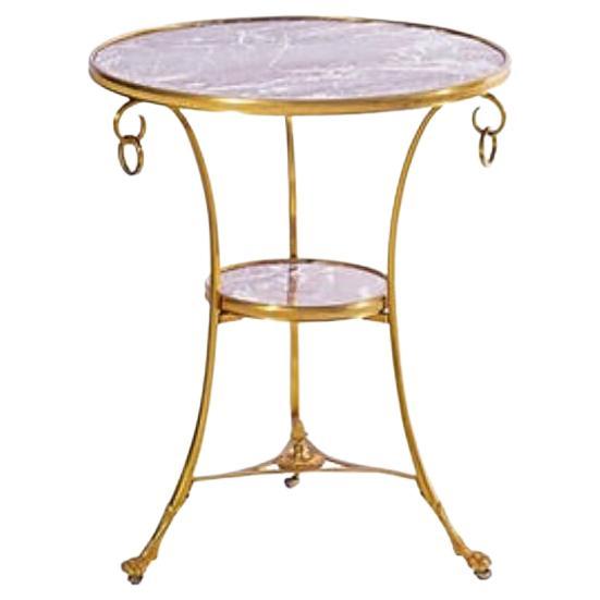 Französischer Gueridon-Tisch aus Bronze und Marmor aus dem frühen 20.