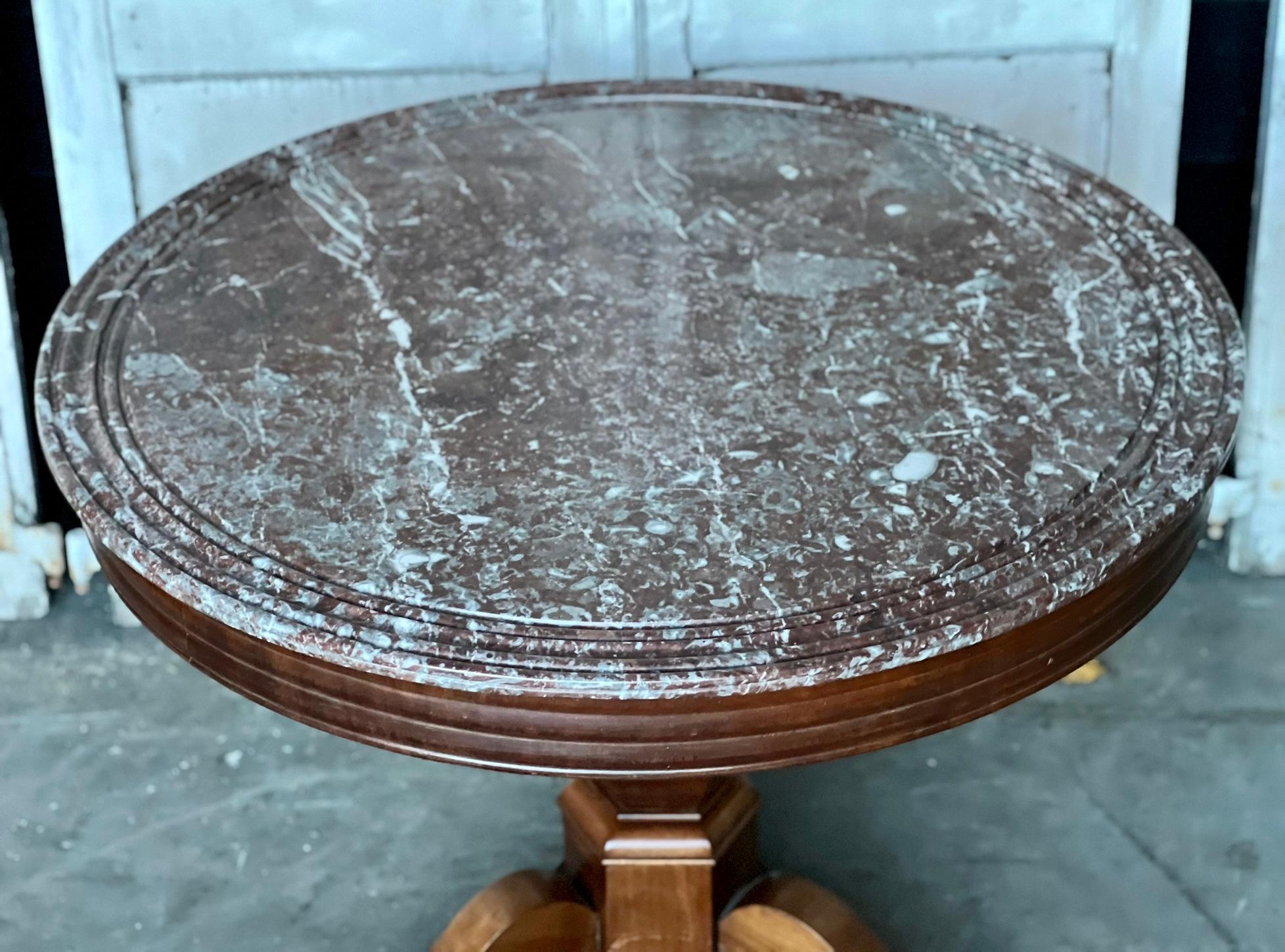 French, Gueridon Centre Table with Rouge Marble Top 11