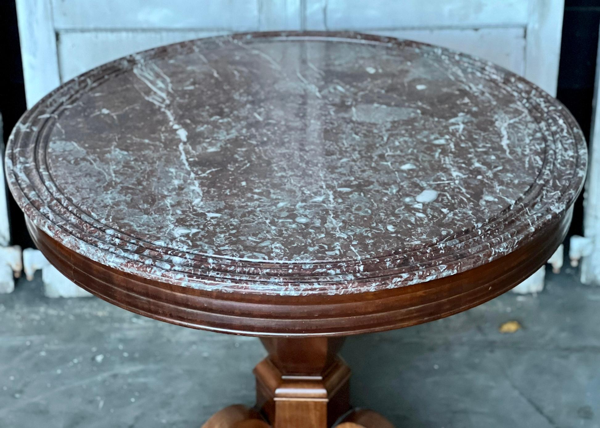 French, Gueridon Centre Table with Rouge Marble Top 12