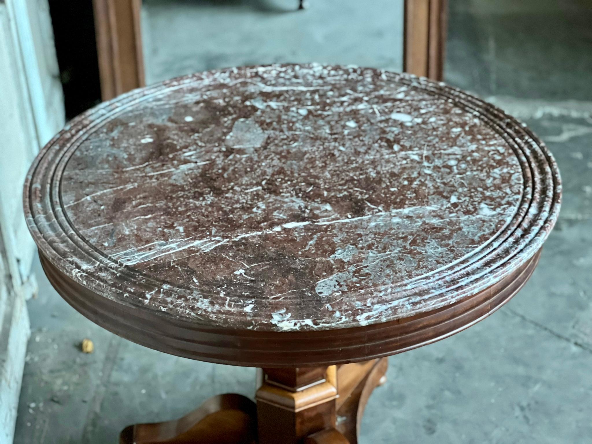 French, Gueridon Centre Table with Rouge Marble Top 1