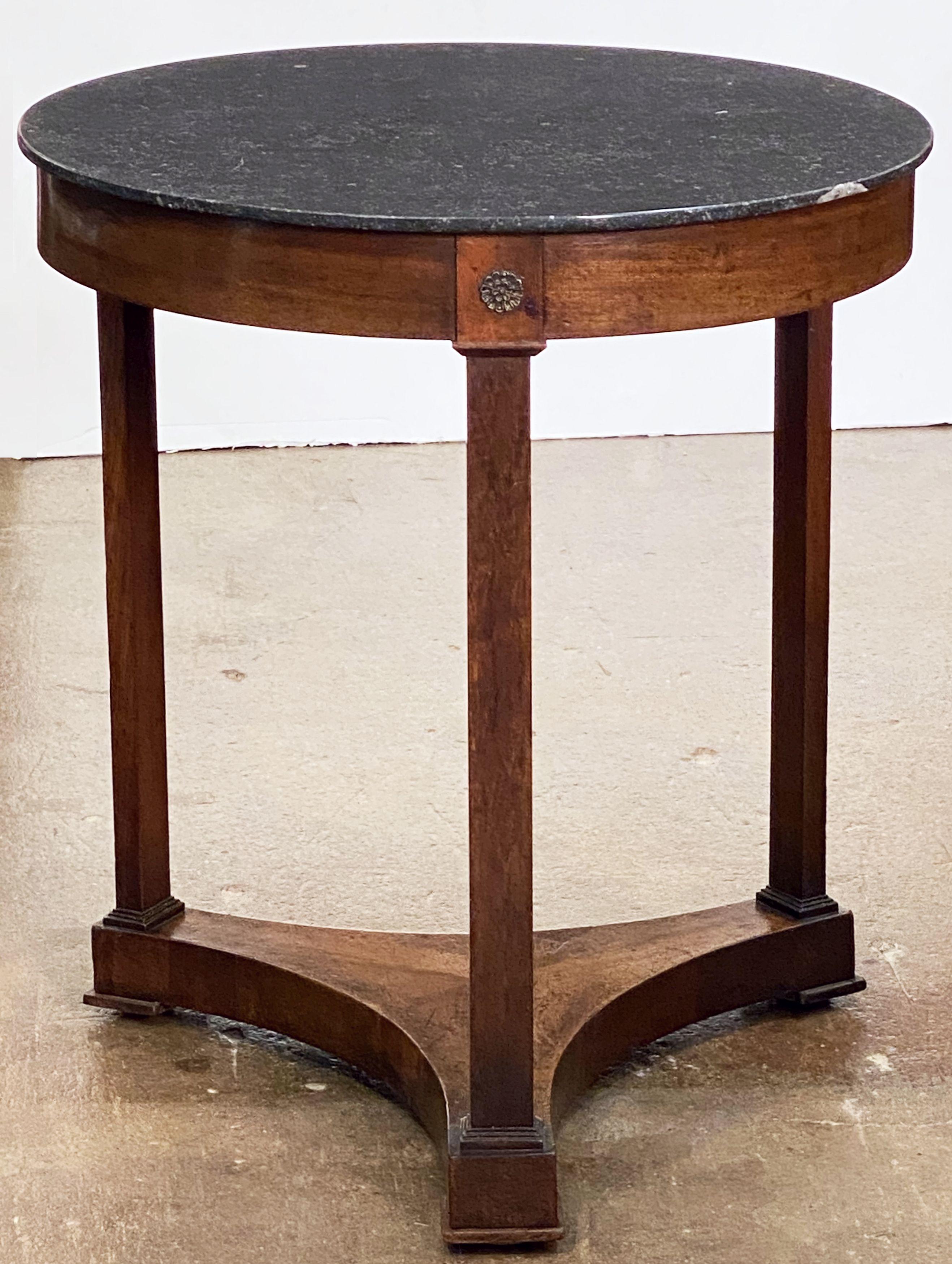 French Gueridon or Round Table of Mahogany with Marble Top in the Empire Style 13