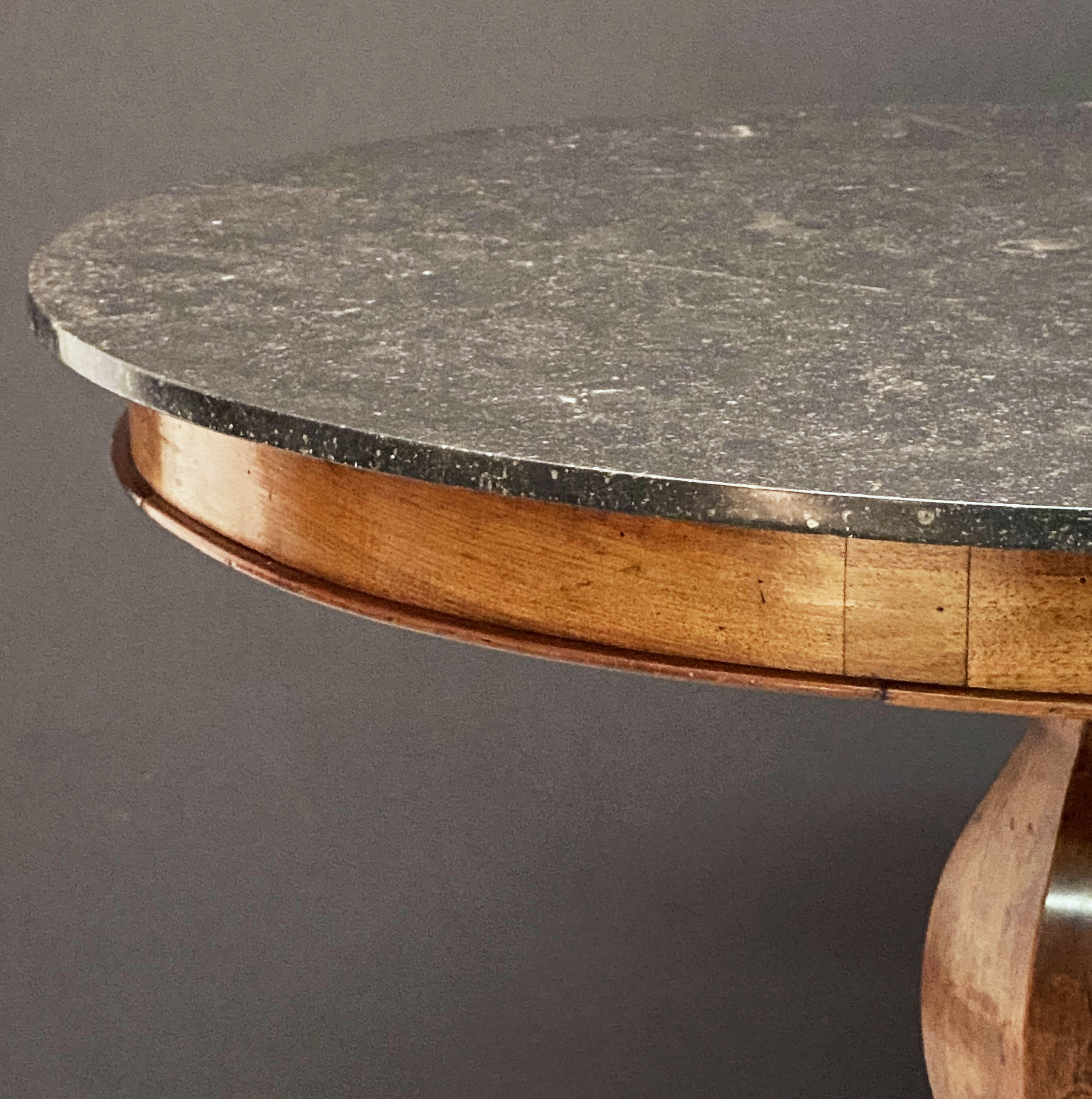 French Guéridon or Round Table of Walnut with Marble Top 9