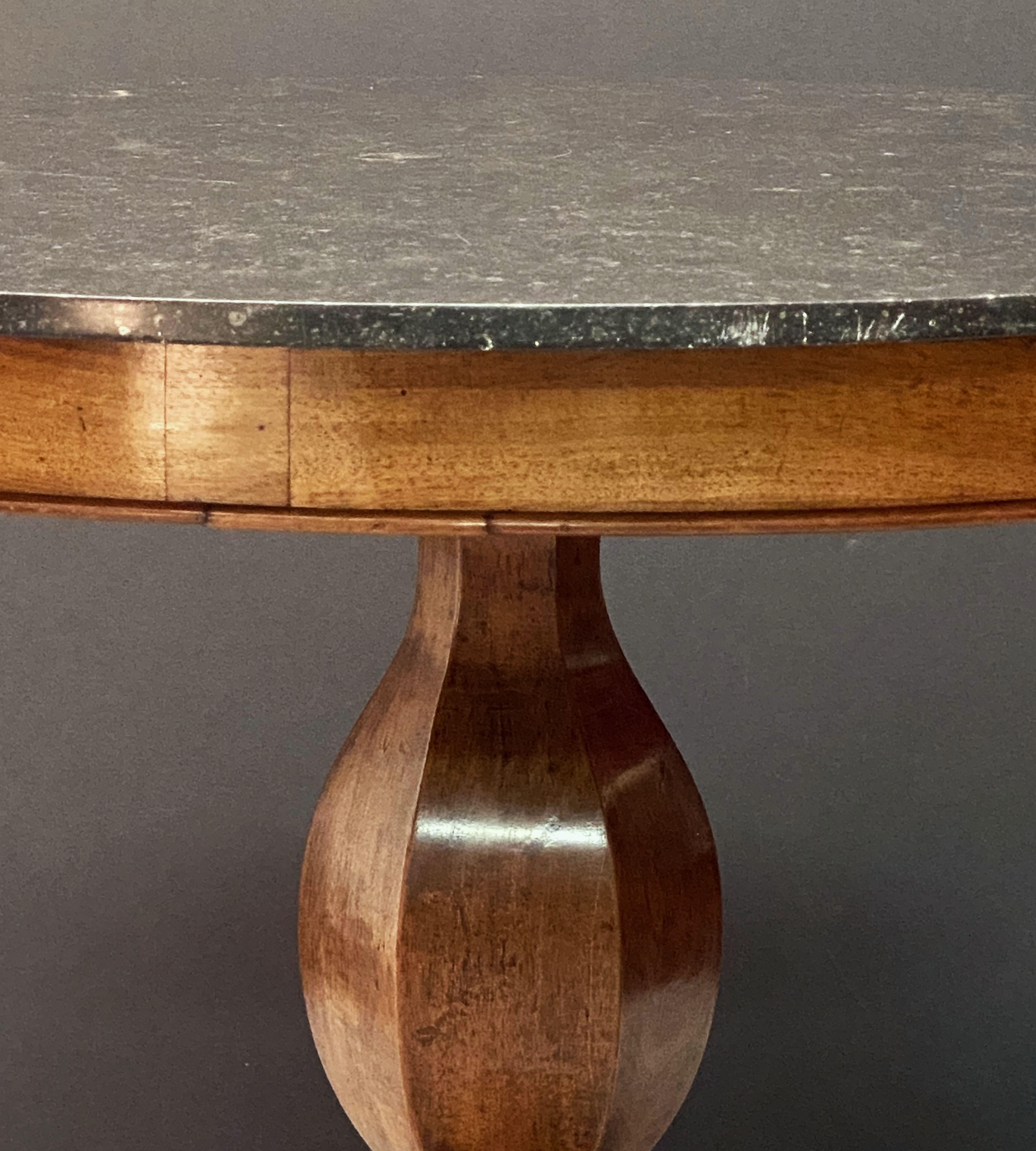 French Guéridon or Round Table of Walnut with Marble Top 10