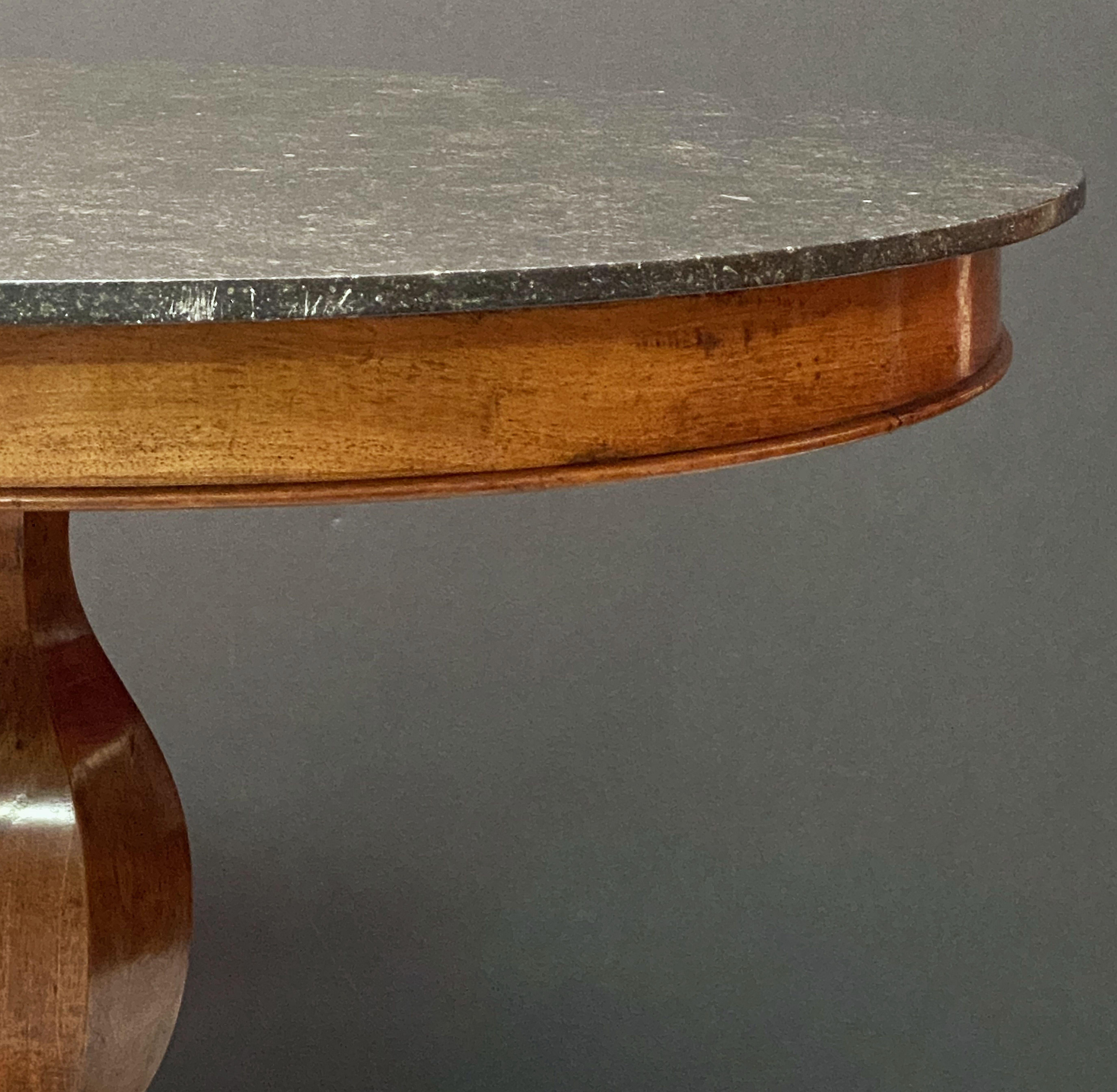 French Guéridon or Round Table of Walnut with Marble Top 11