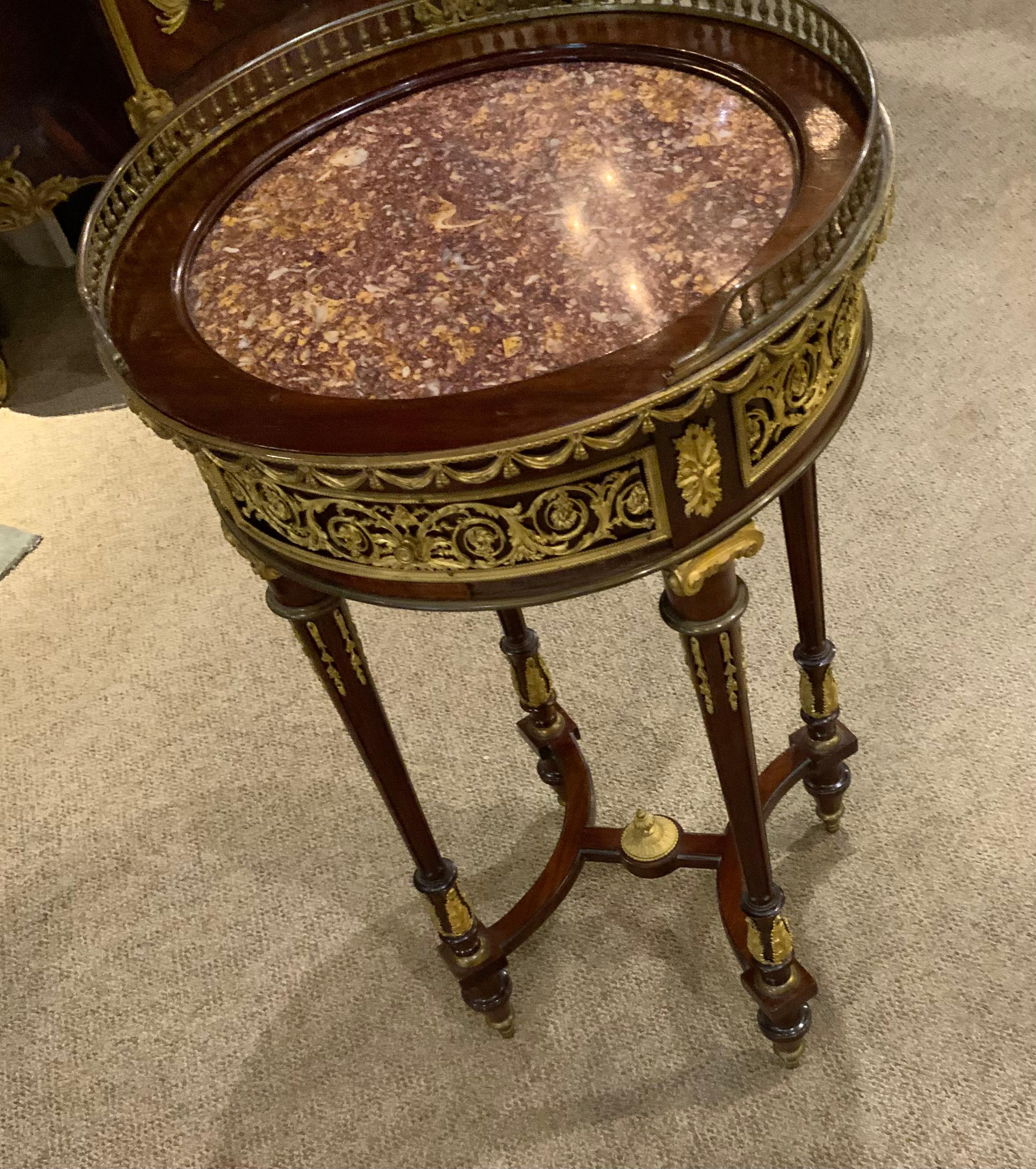 French gueridon/ side table Louis XVI style with bronze mounts In Good Condition In Houston, TX