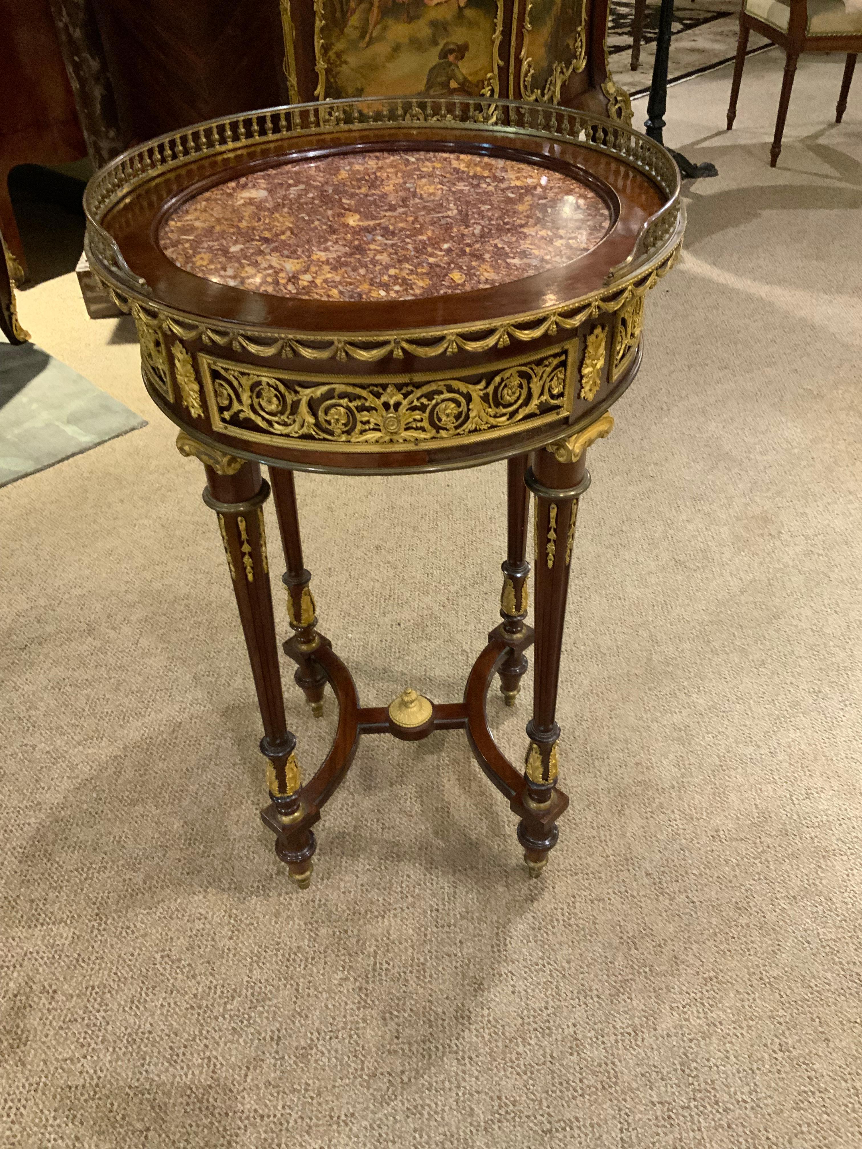 French gueridon/ side table Louis XVI style with bronze mounts 1