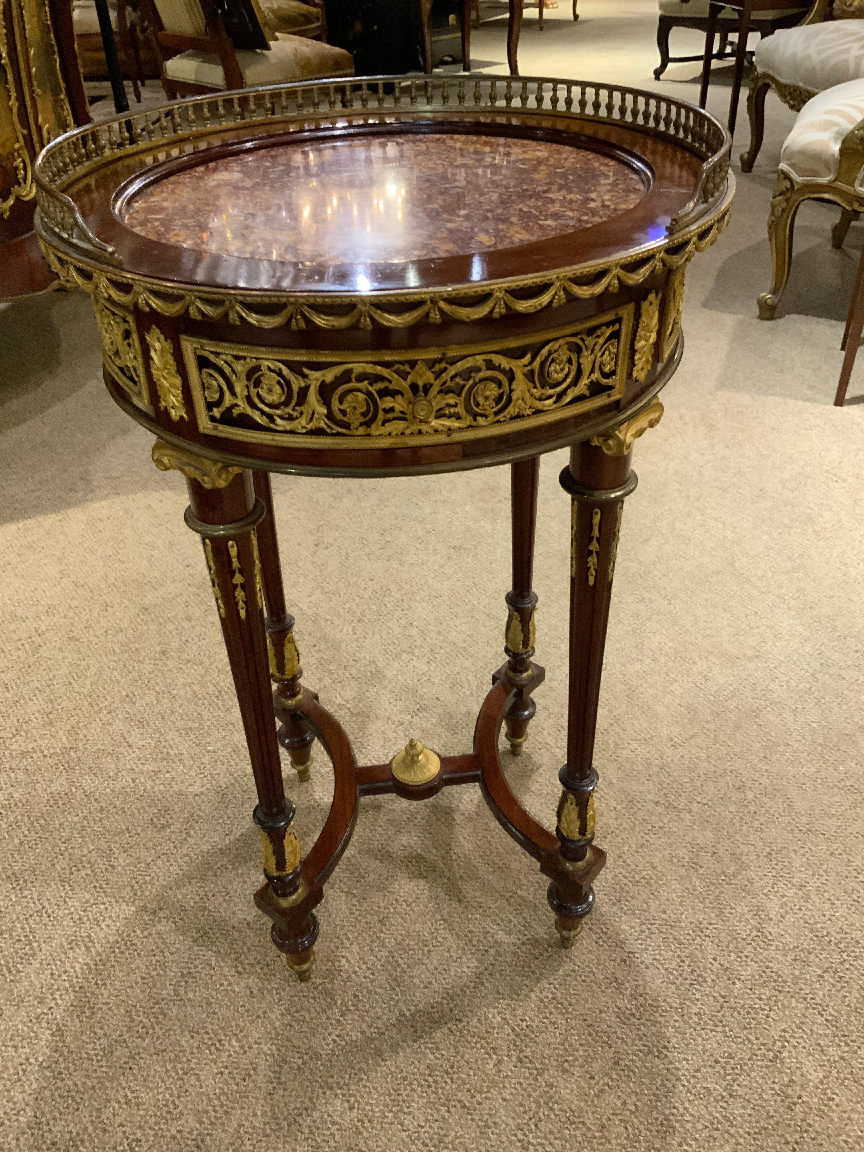 French gueridon/ side table Louis XVI style with bronze mounts 2