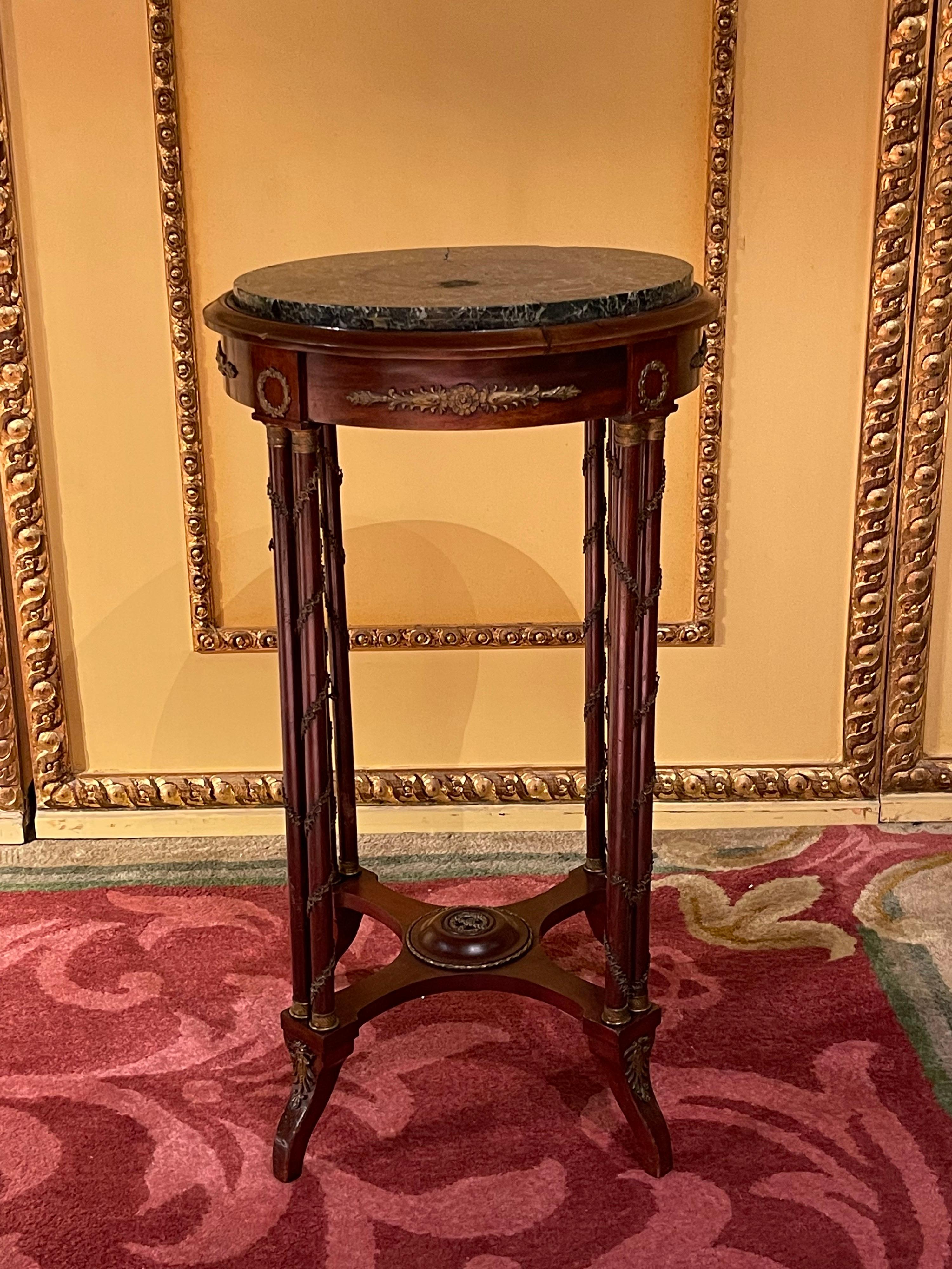 Stained French Gueridon/Side Table with Bronze Napoleon III For Sale