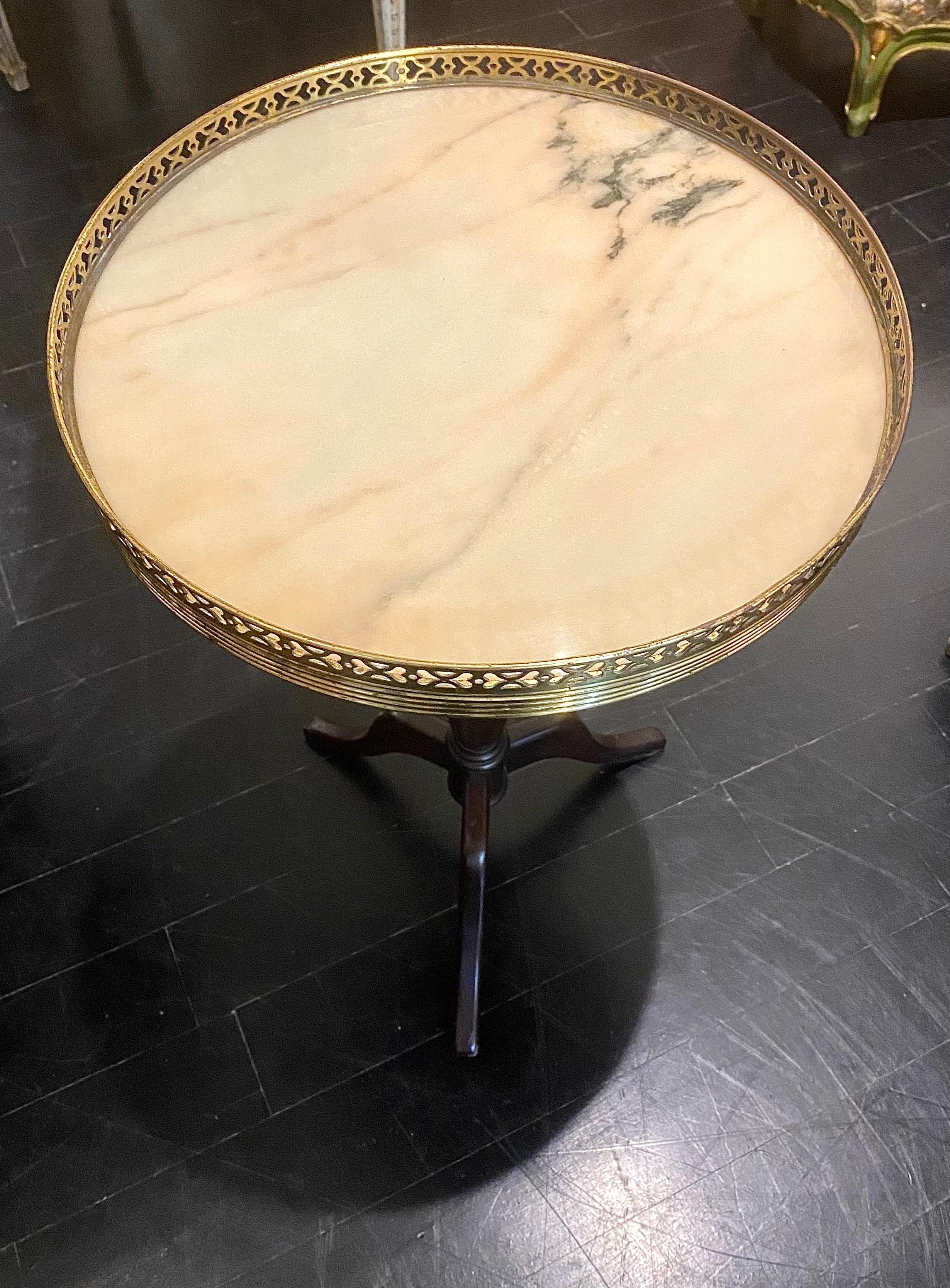 French Guéridon Side Table with Marble Top For Sale 4