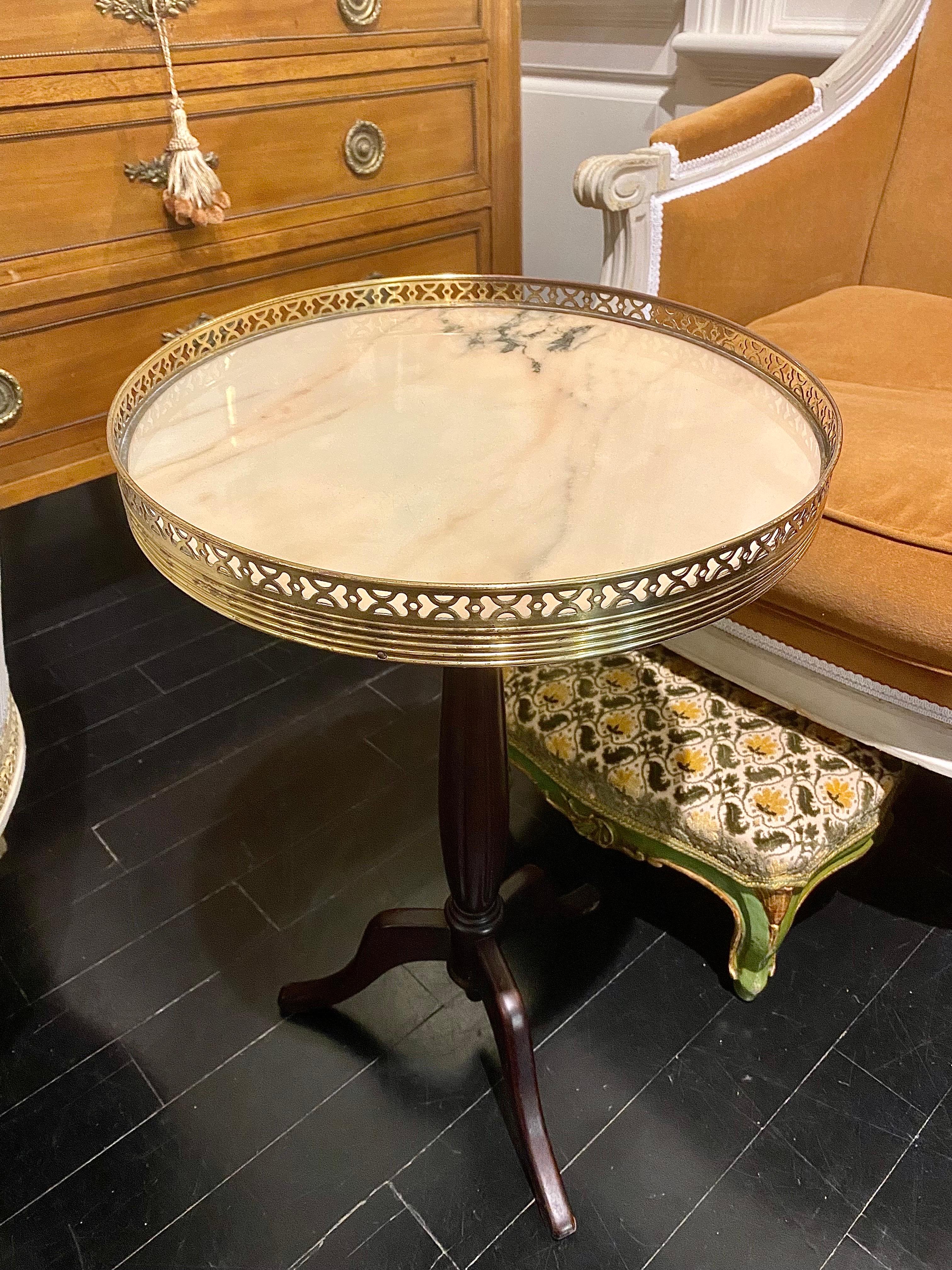 French Guéridon Side Table with Marble Top For Sale 12