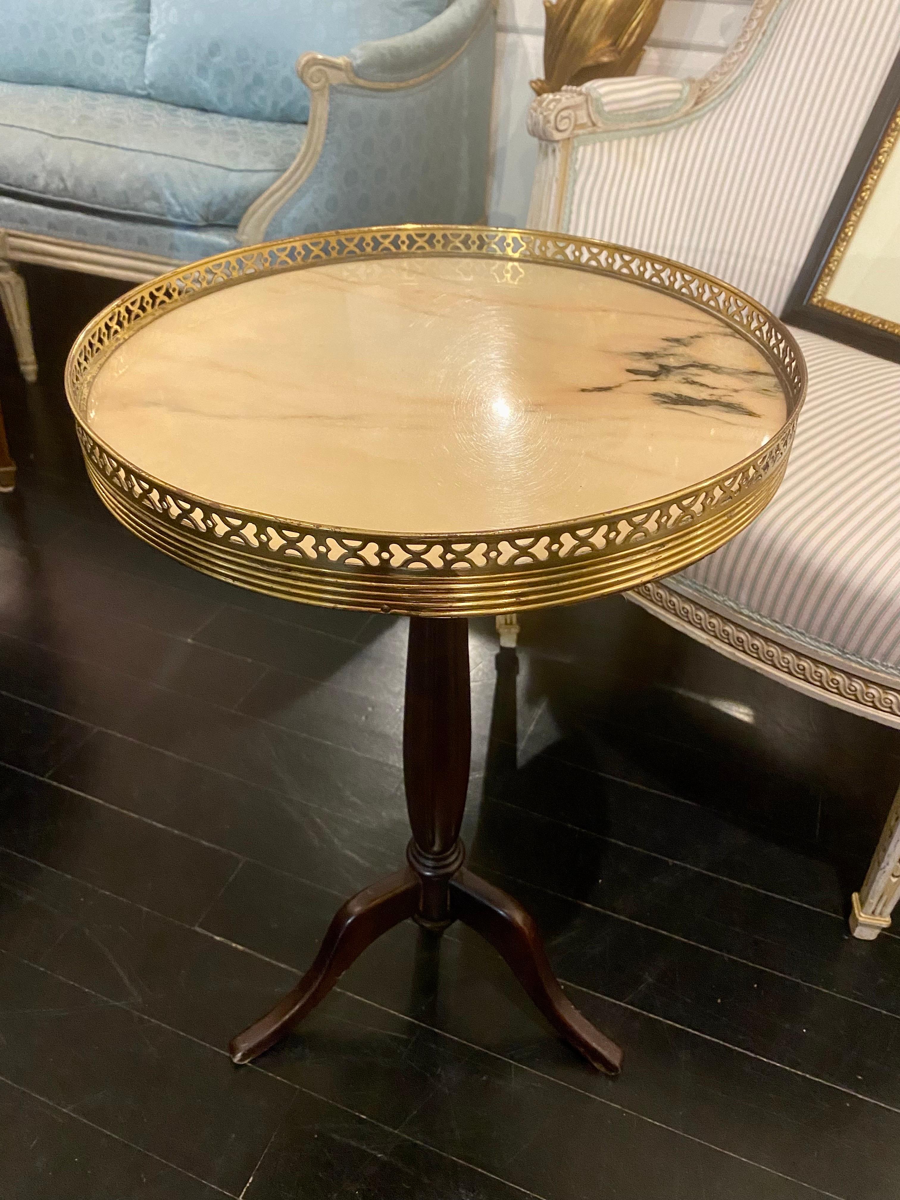 French Guéridon Side Table with Marble Top For Sale 14