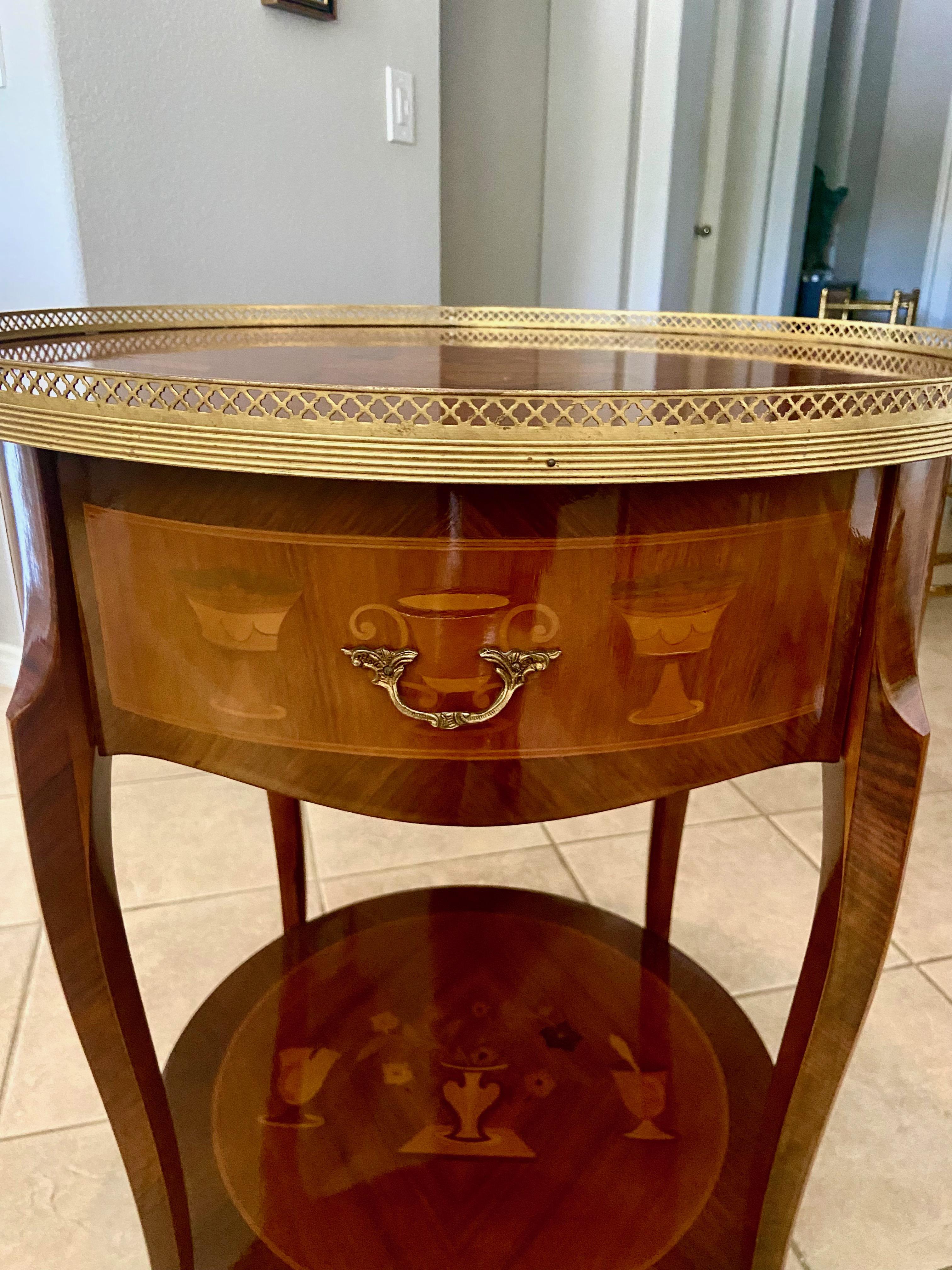 French Gueridon Style Inlaid Side Table For Sale 4