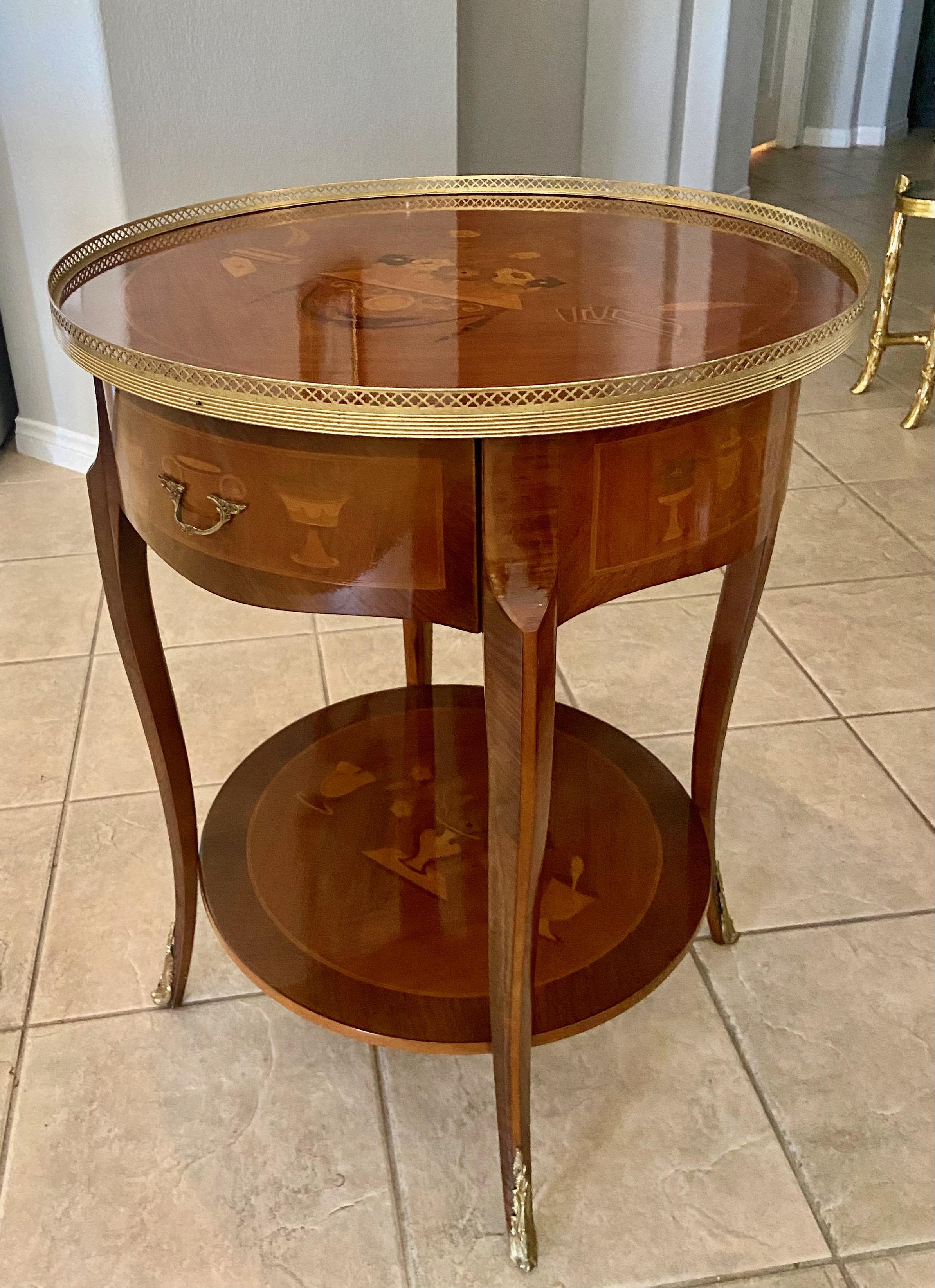 French Gueridon Style Inlaid Side Table For Sale 14