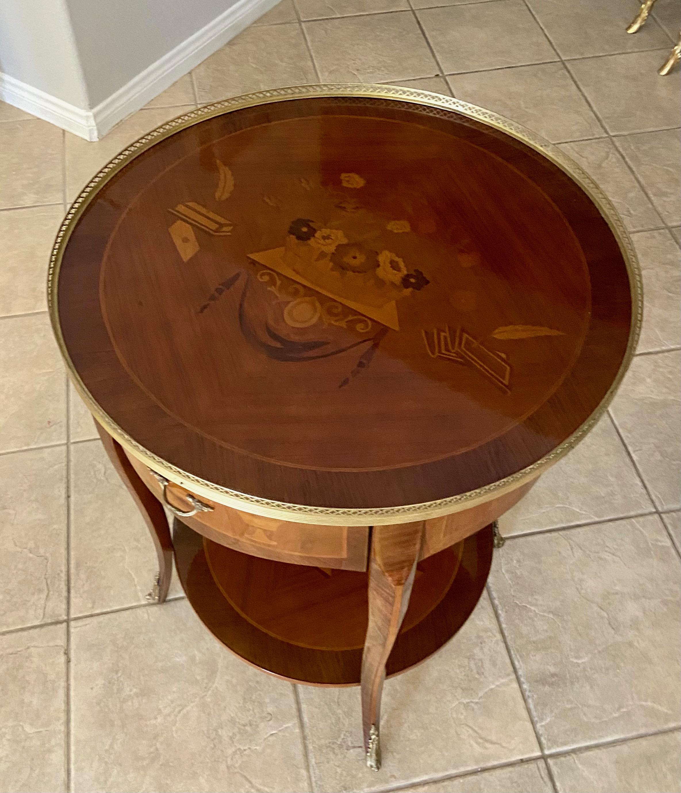 French Gueridon Style Inlaid Side Table For Sale 3