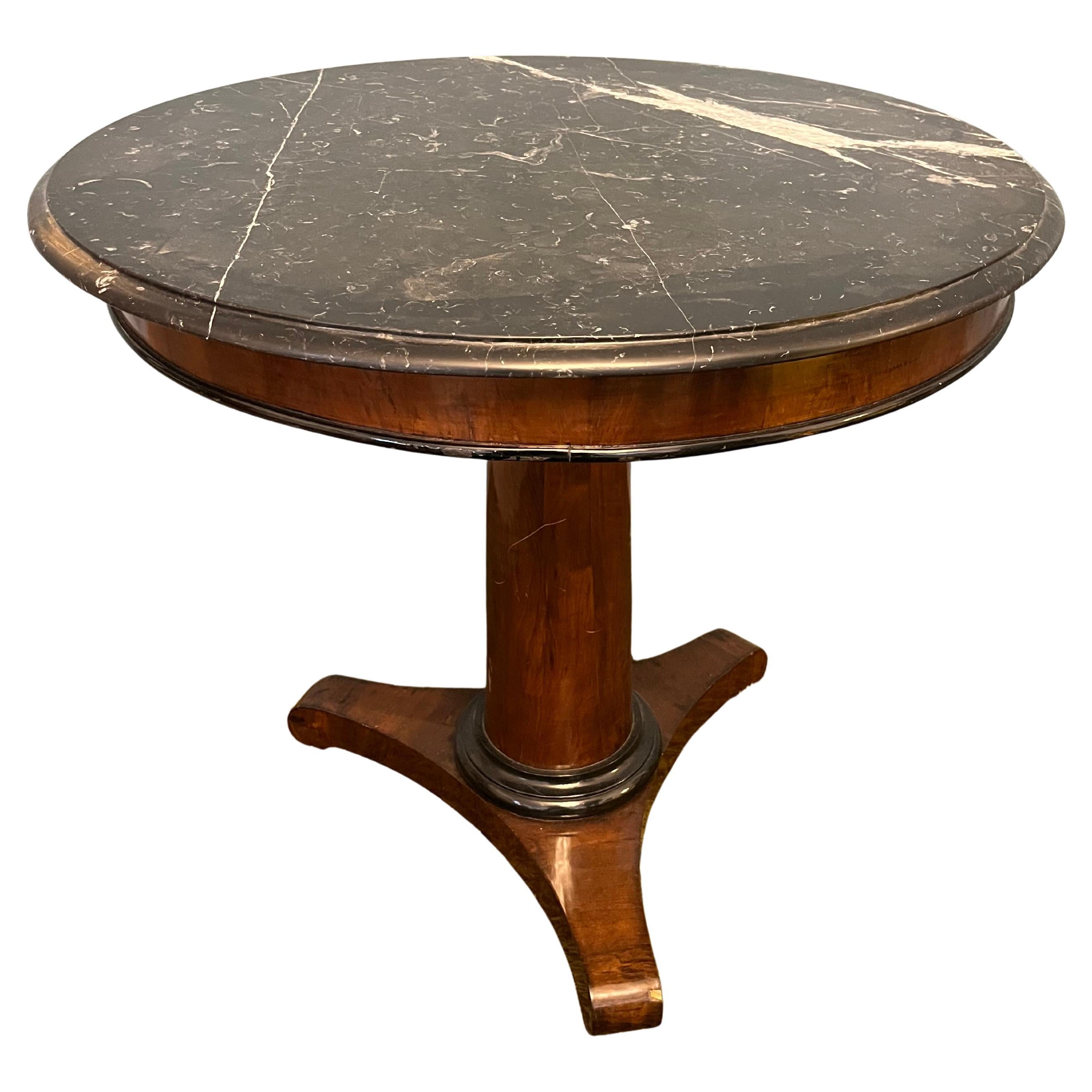 French "Gueridon" Table, Additional Marble Top, 1960s For Sale