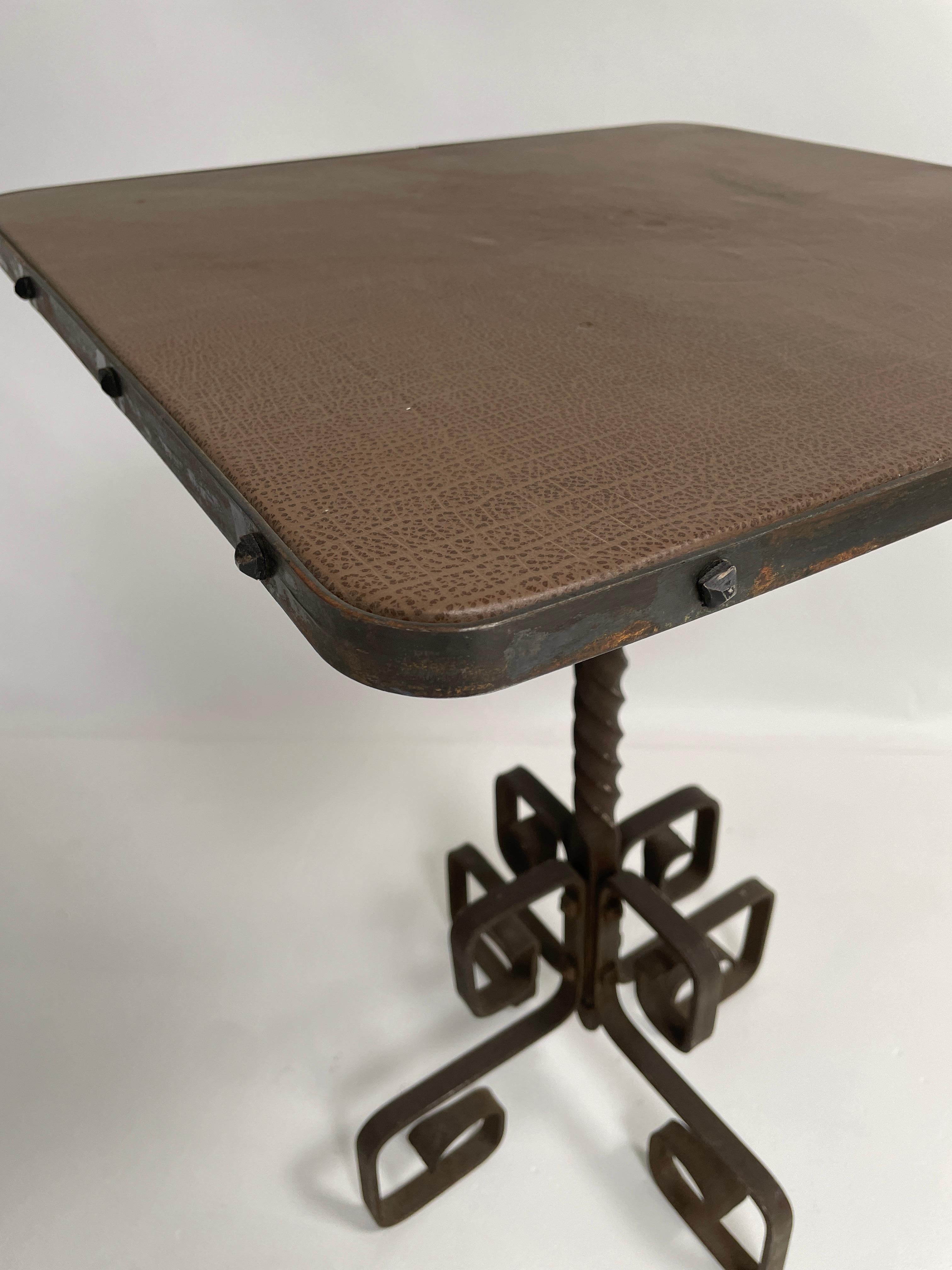 French Gueridon Table, Embossed Leather Top For Sale 3