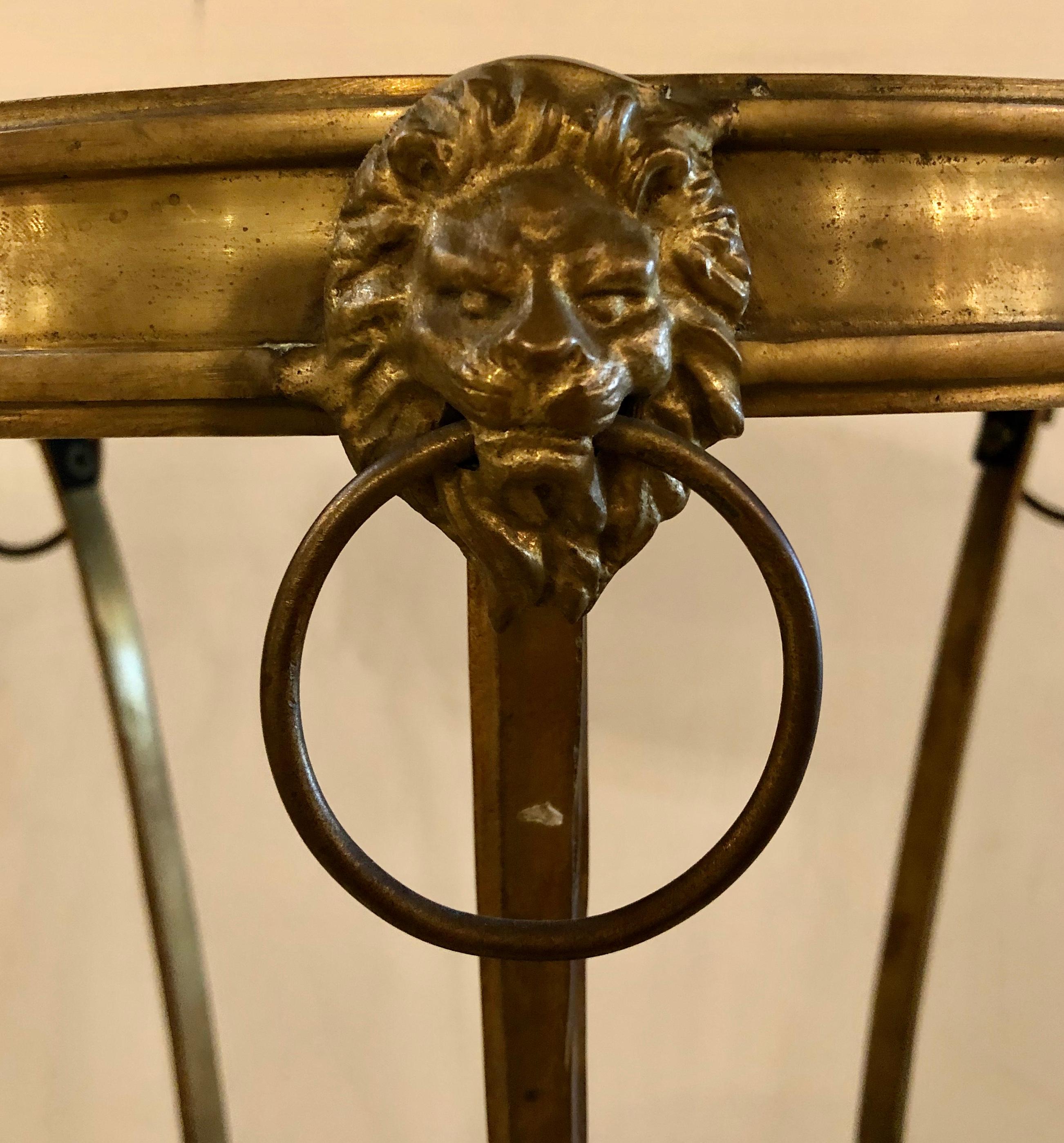 French Gueridon Table or Pedestal, Gilt Bronze and Black Marble Top Empire Style 5