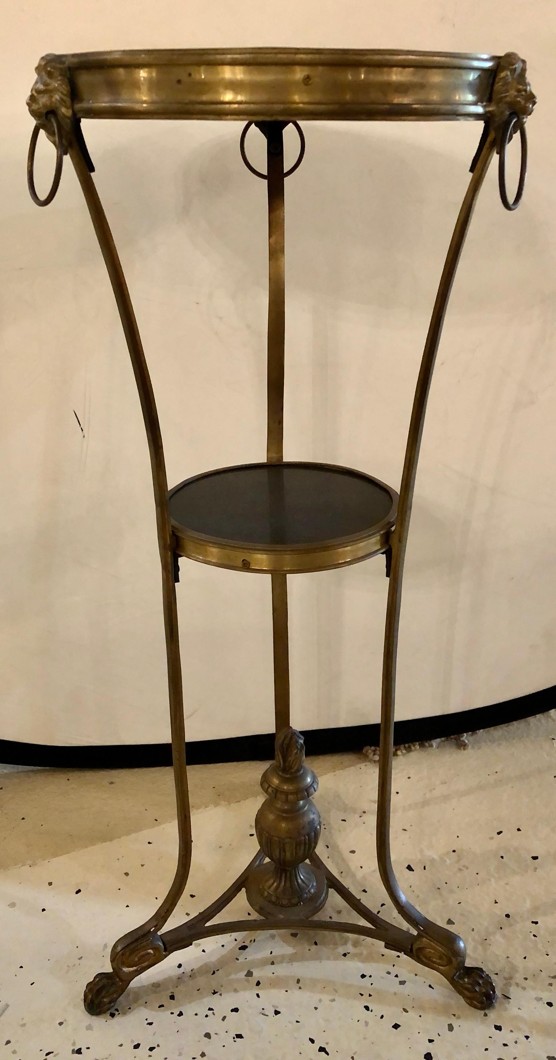 French Gueridon Table or Pedestal, Gilt Bronze and Black Marble Top Empire Style In Good Condition In Stamford, CT