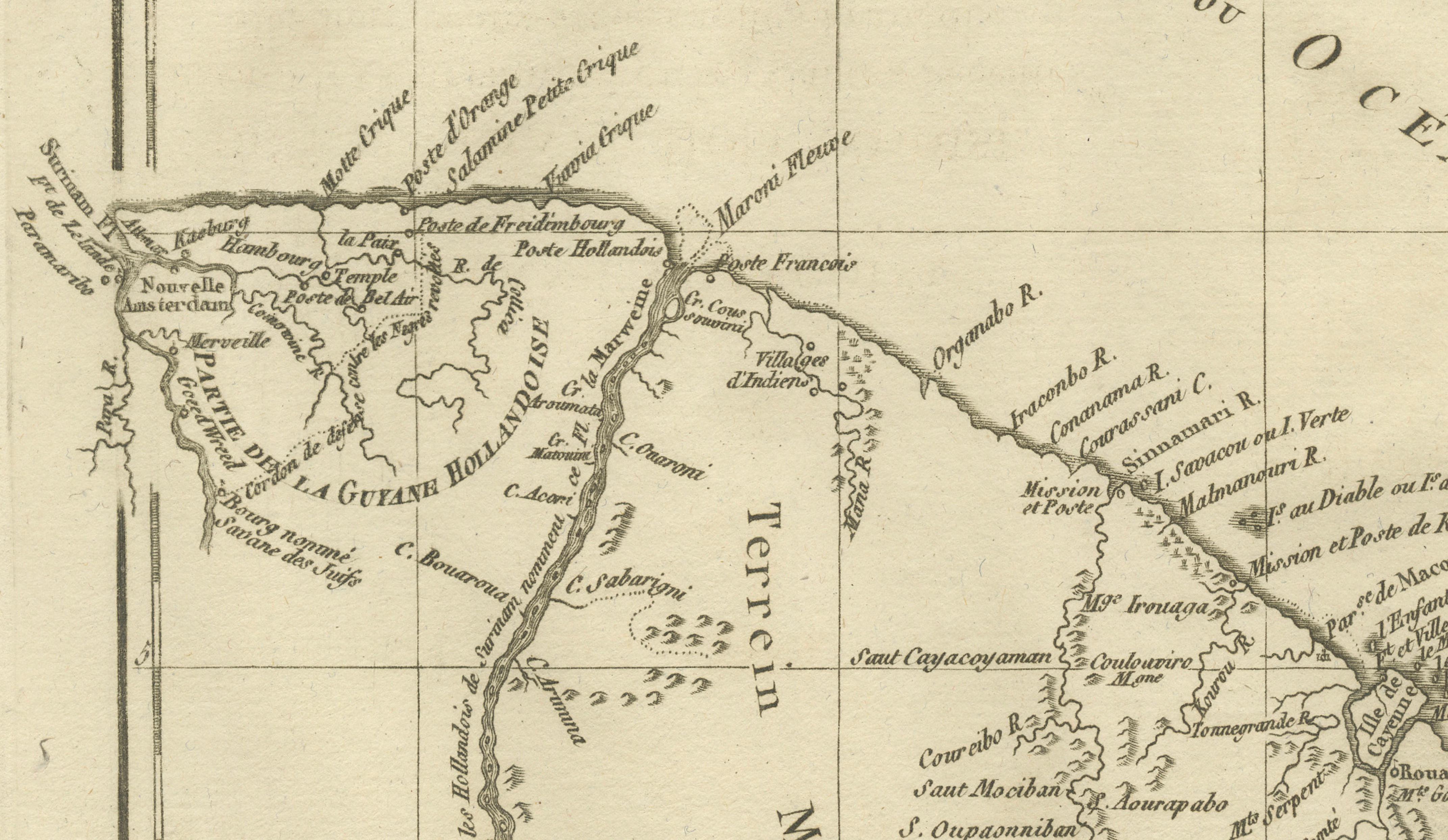 French Guiana & Suriname – Rigobert Bonne’s Colonial Map of the Guianas, c.1780